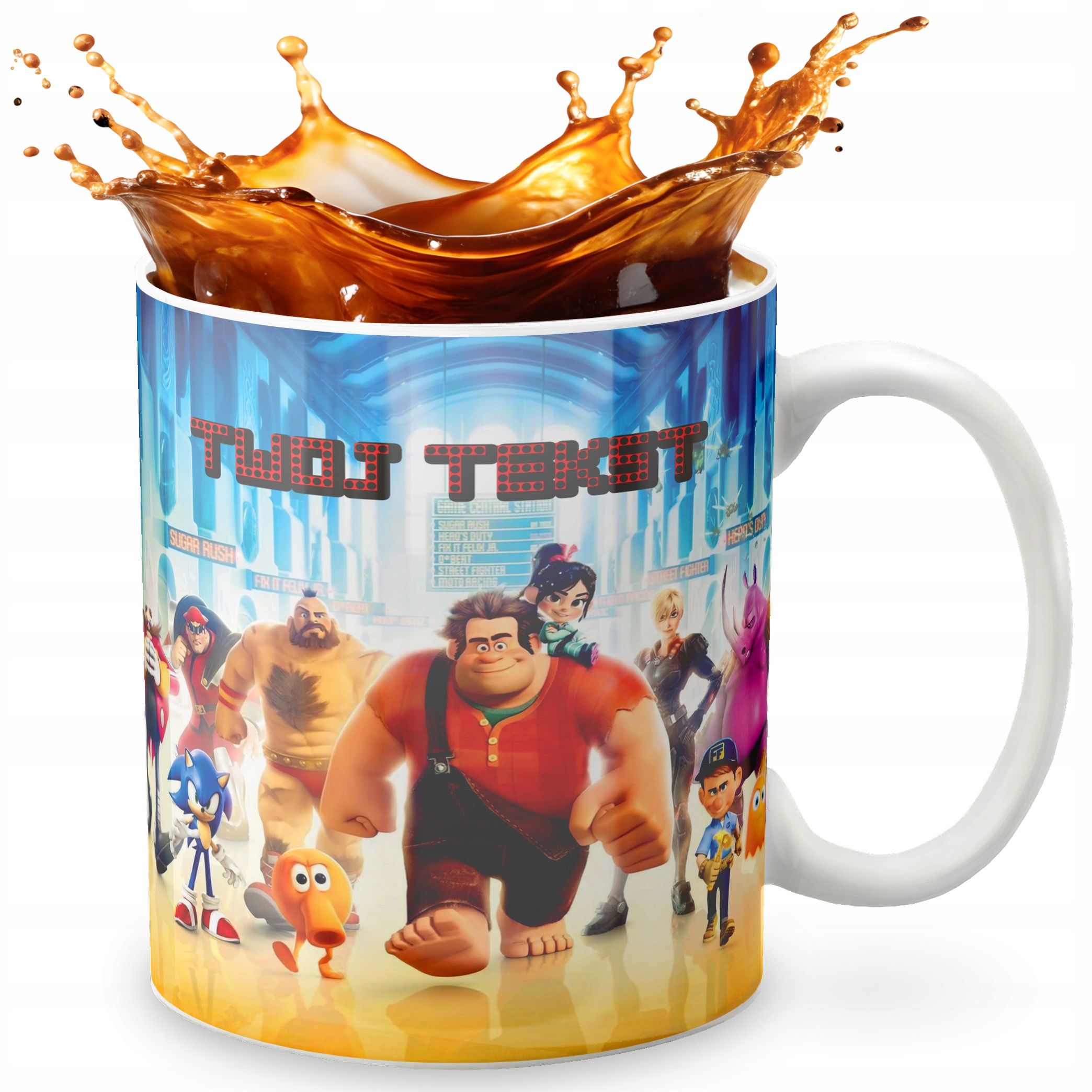 KUBEK 330ml GRAFIKA PREZENT ŚWIĘTA WZÓR - BAJKA RALF RALPH + IMIĘ