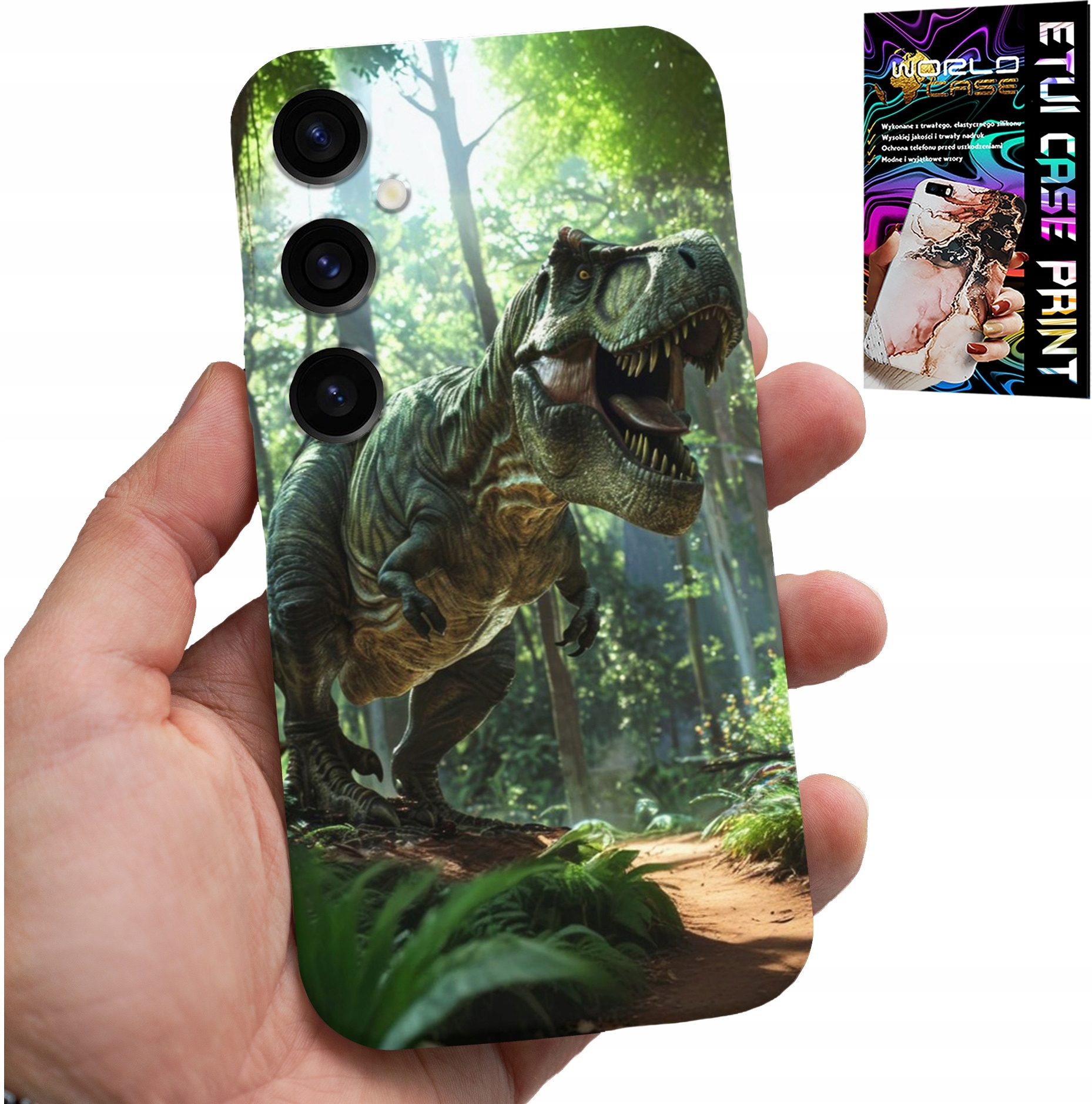 ETUI DO SAMSUNG GALAXY S25 PLUS - DINO DINOZAUR TYRANOZAUR CASE + SZKŁO