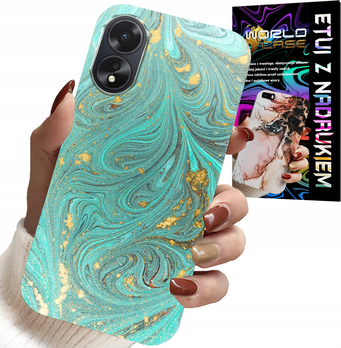 ETUI DO OPPO A38 4G - MARMURKOWE WZORY + SZKŁO HARTOWANE