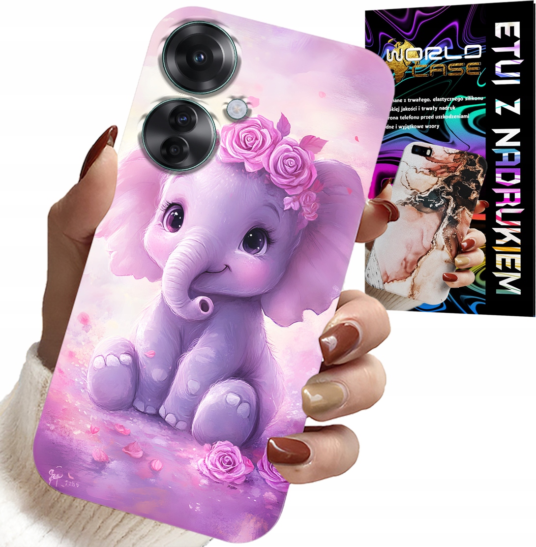 ETUI DO OPPO RENO11 F 5G - SŁODKI SŁONIK NA RÓŻOWYM TLE CASE +FOLIA