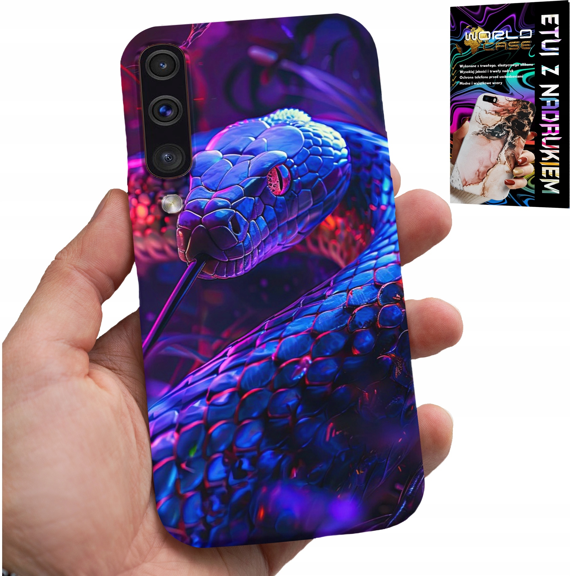 ETUI DO SAMSUNG GALAXY A70 - WĄŻ KOBRA GRZECHOTNIK GADY CASE + FOLIA