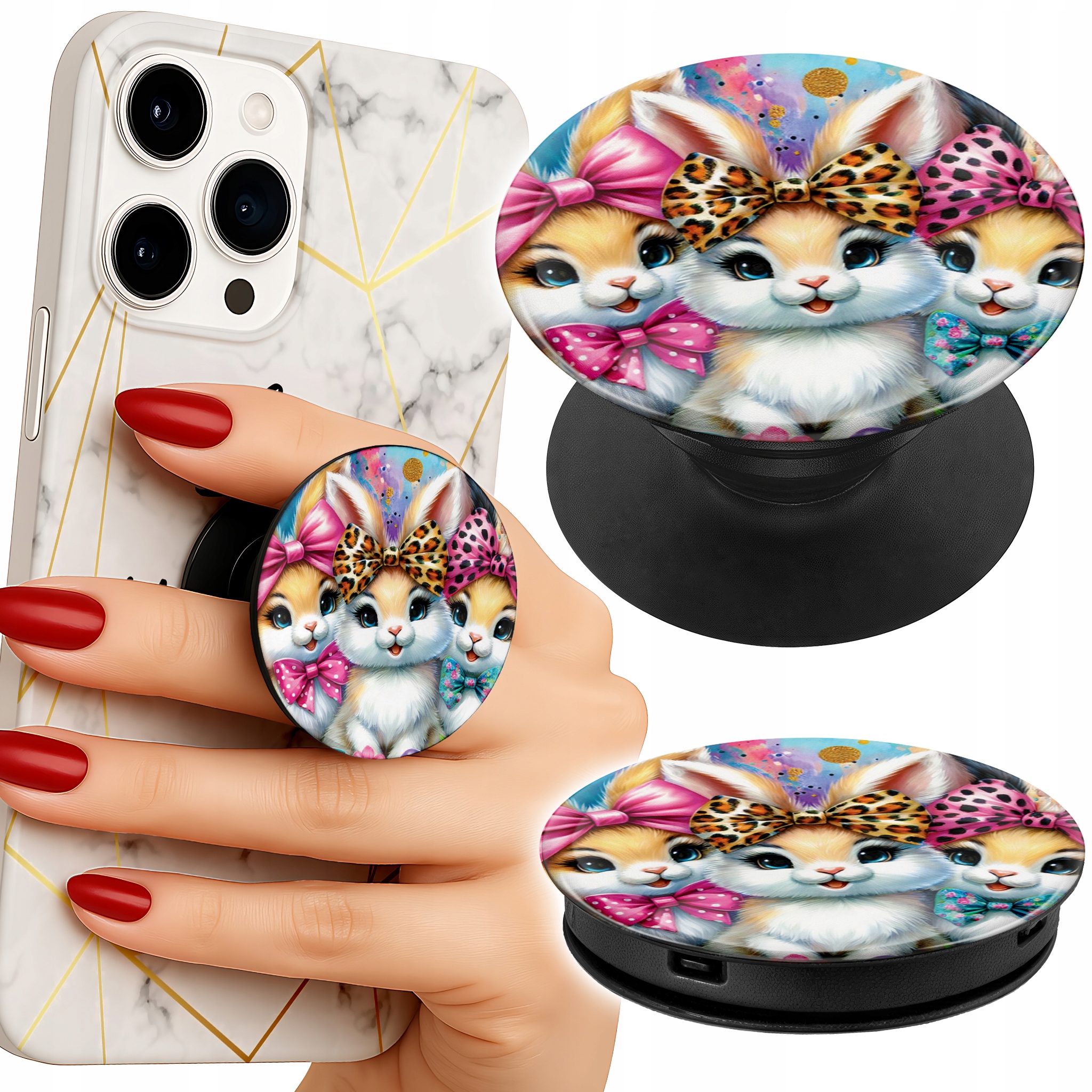 Uchwyt do telefonu Popsocket na palce/stojak ŚWIĄTECZNE, KRÓLIK, WIELKANOC