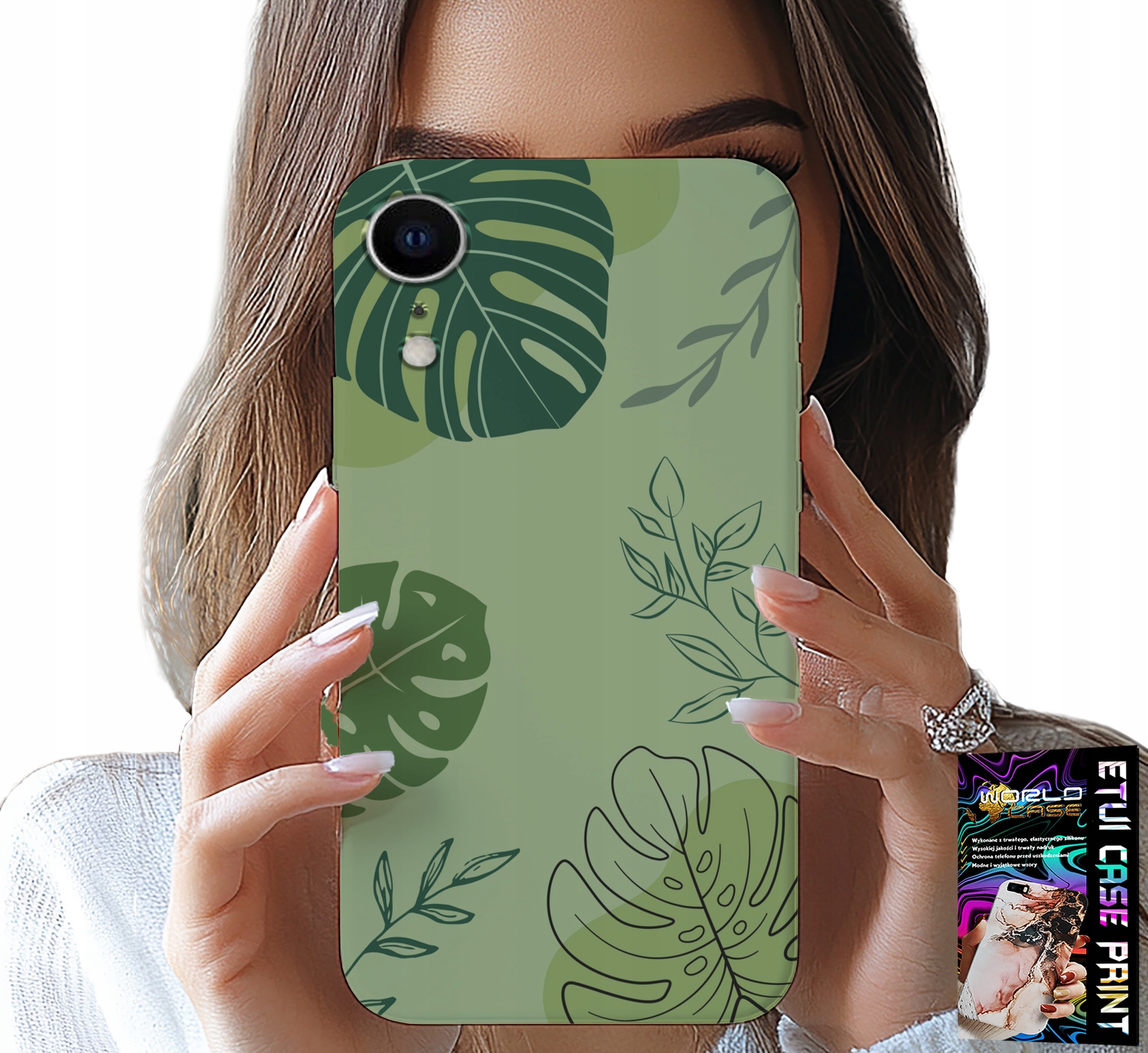 ETUI DO IPHONE XR - ZIELONE LIŚCIE ROŚLINNE WZORY PLECKI