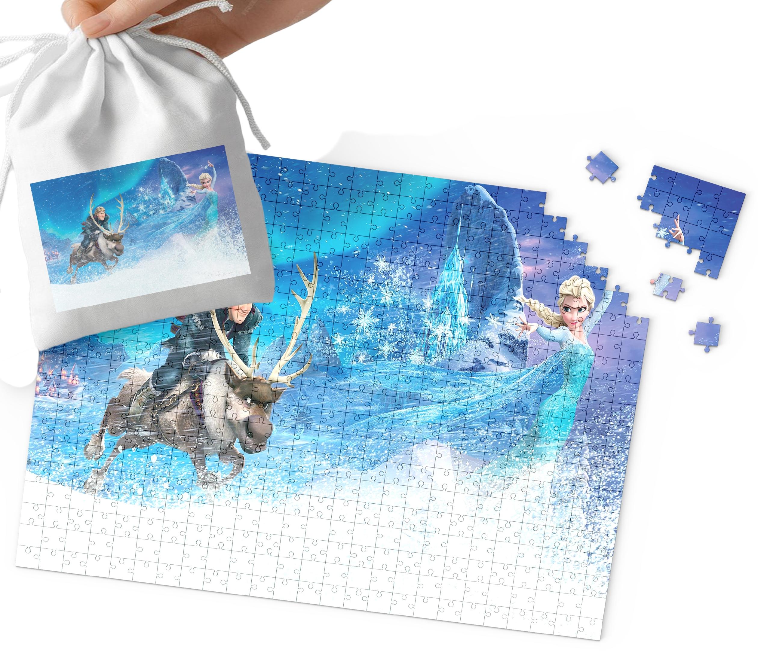 PUZZLE TRADYCYJNE - KRAINA LODU WZORY Z BAJEK DLA DZIECI 120el + WORECZEK