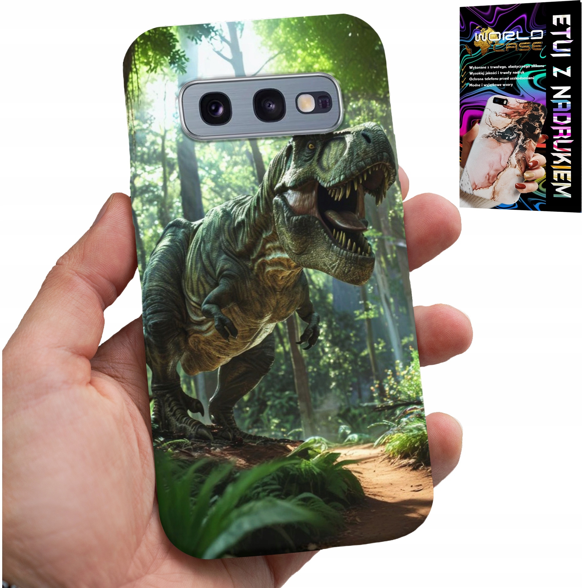 ETUI DO SAMSUNG GALAXY S10E - DINO DINOZAUR TYRANOZAUR CASE + FOLIA
