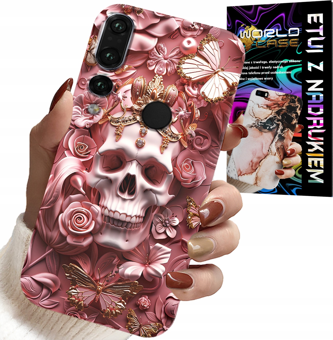 ETUI DO HUAWEI P20 PRO - KOBIECE, MODNE WZORY, CZASZKA W RÓŻE