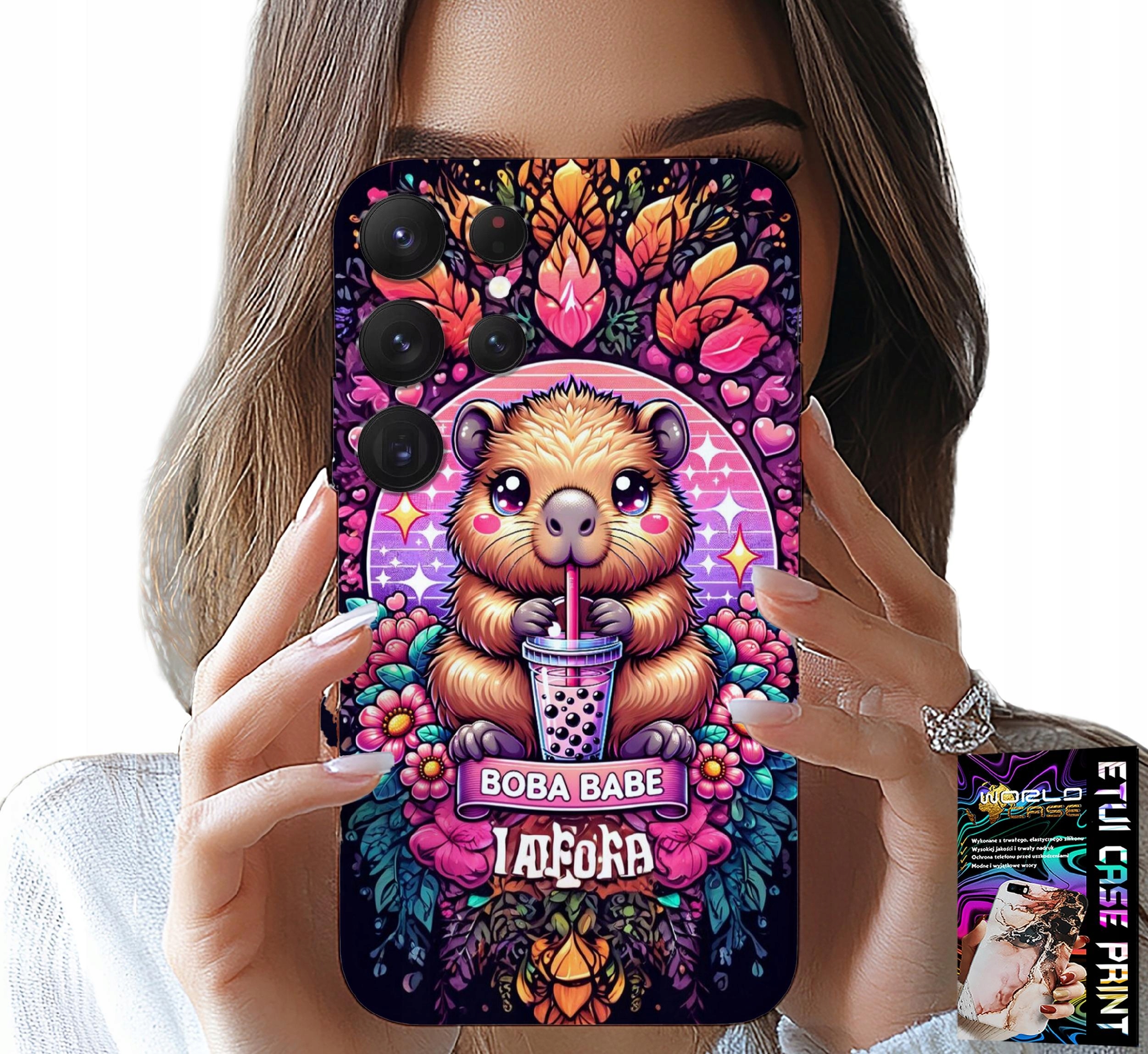 ETUI DO SAMSUNG GALAXY S24 ULTRA - SŁODKA KAPIBARA Z SZEJKIEM, SUPER WZORY