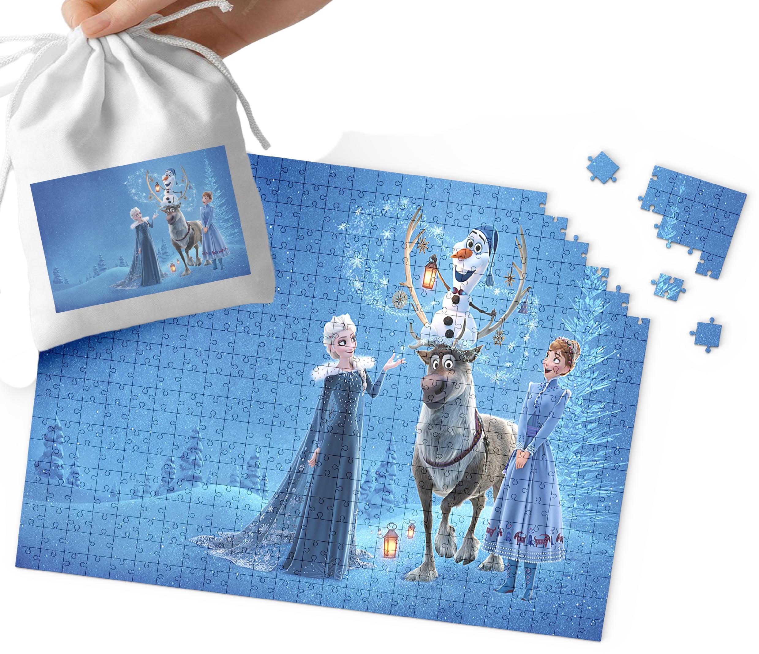 PUZZLE TRADYCYJNE - KRAINA LODU WZORY Z BAJEK DLA DZIECI 24el + WORECZEK