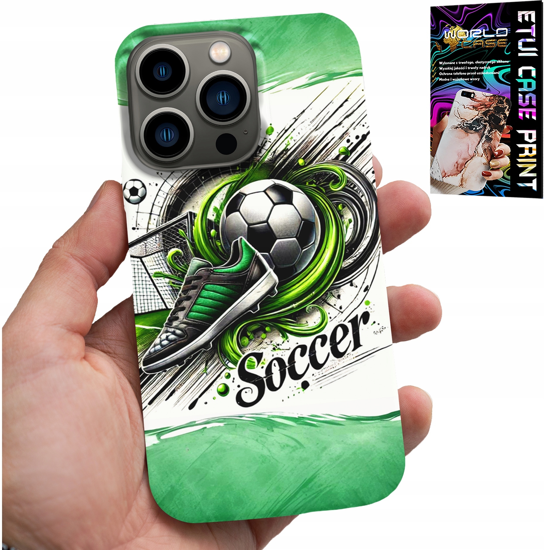 ETUI DO IPHONE 15 PRO MAX - PIŁKA NOŻNA, FOOTBALL PIŁKA CASE + SZKŁO