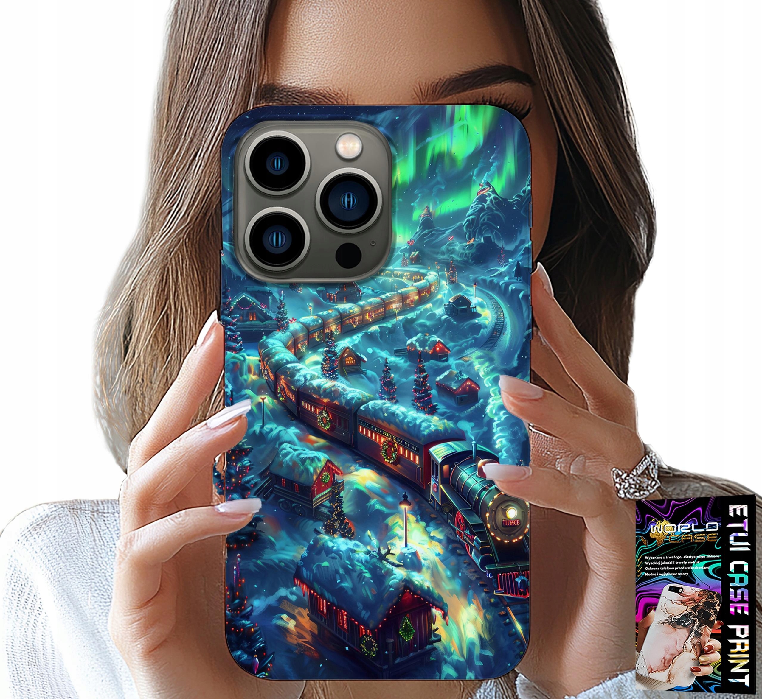 ETUI DO IPHONE 15 PRO - POCIĄG, EKSPRES ŚWIĄTECZNY WZORY + SZKŁO