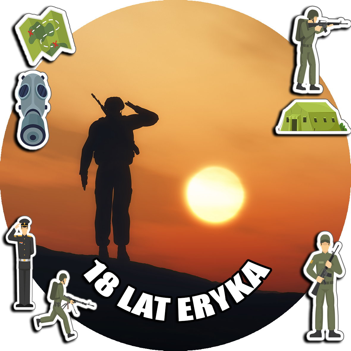 OPŁATEK NA TORT 30CM - WOJSKO MUNDUR ŻOŁNIERZ + IMIĘ + GRATIS! 24CM 26CM