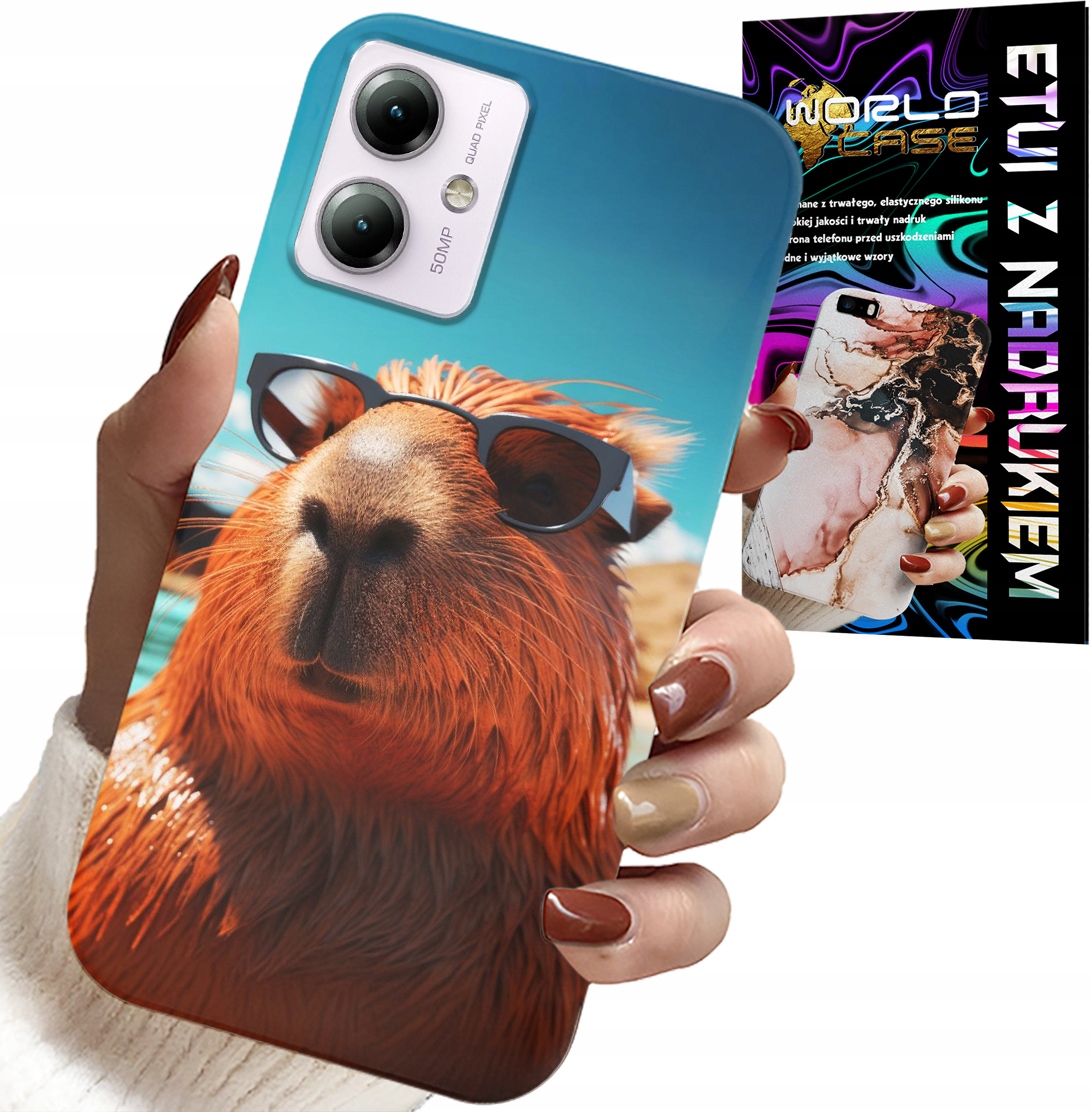 ETUI DO MOTOROLA MOTO G14 - SŁODKA KAPIBARA, CAPIBARA CASE + SZKŁO