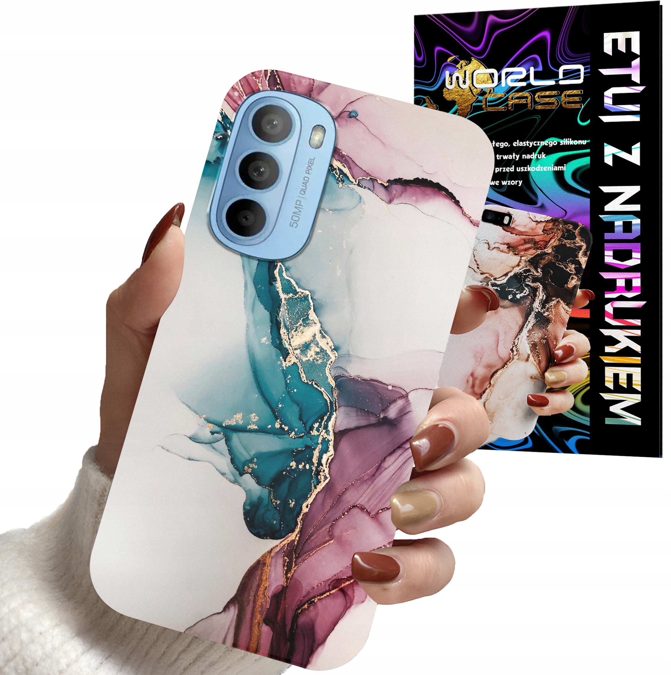 ETUI CASE DO MOTOROLA MOTO G52 / G82 - MARMUR WZORY DLA KOBIET PLECKI OBUDO