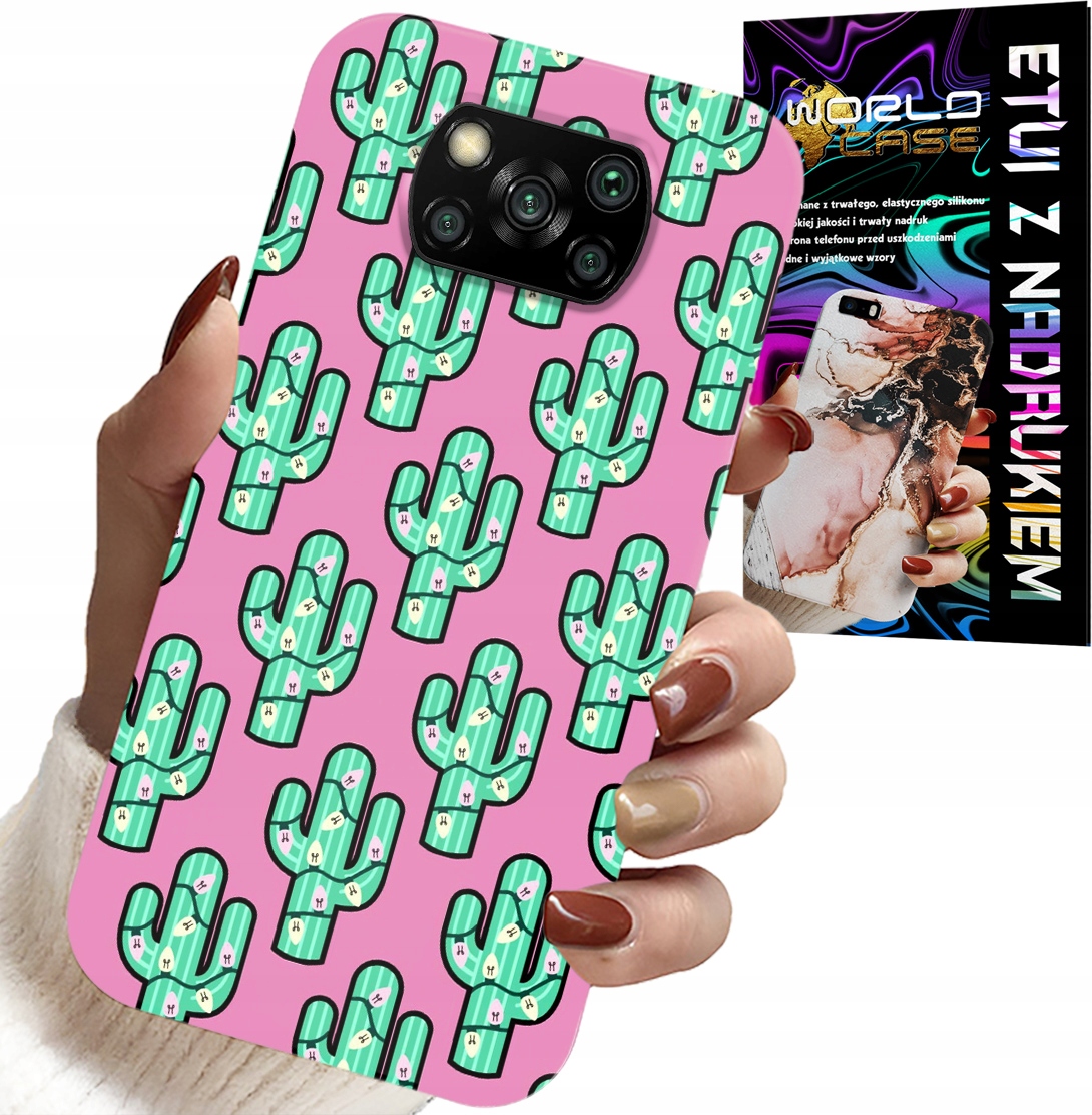 ETUI DO XIAOMI POCO X3 - KAKTUSY, KAKTUS NA RÓŻOWYM TLE + FOLIA