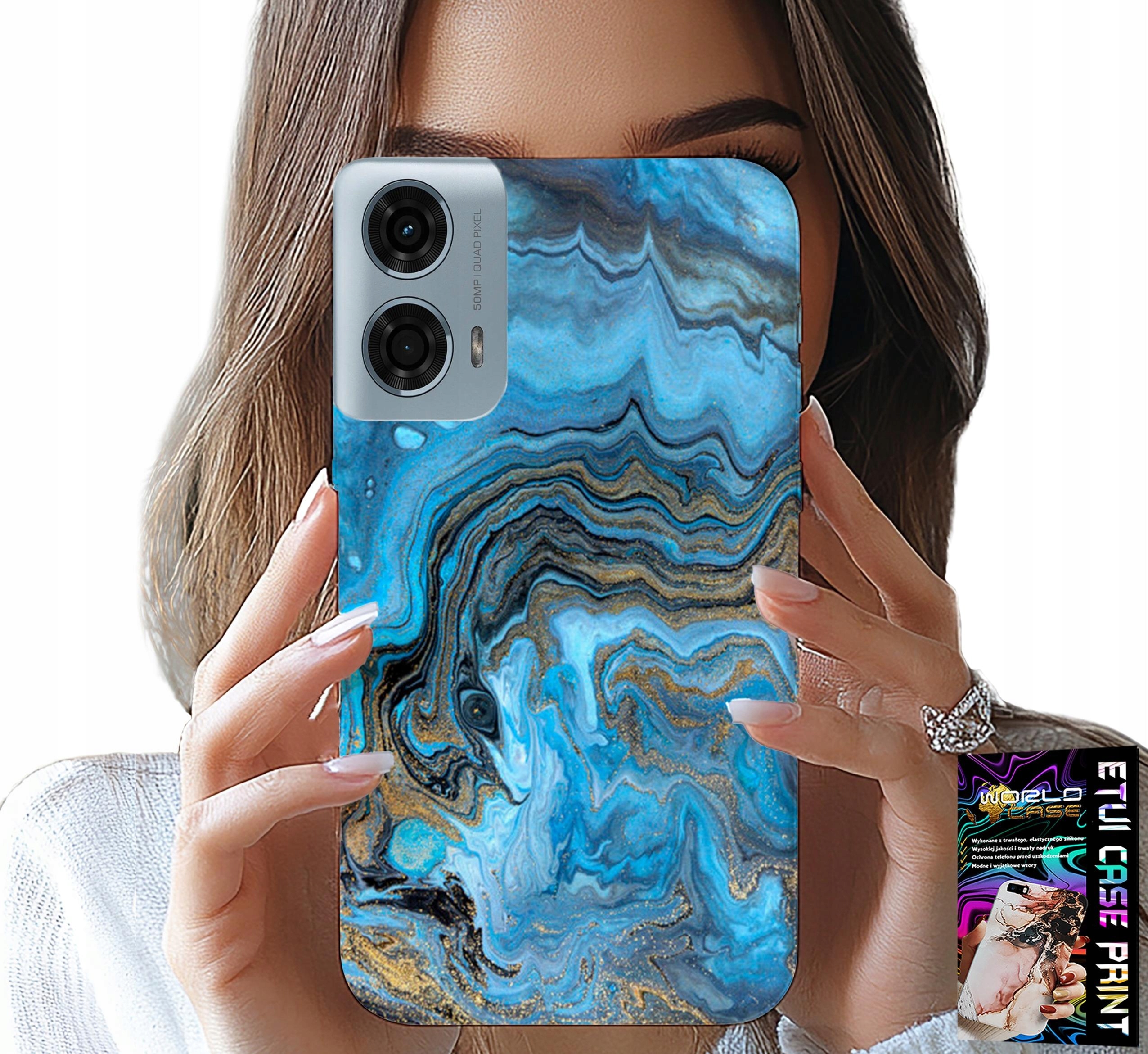 ETUI DO MOTOROLA G24 / G04 - MARMURKOWE WZORY OBUDOWA CASE + FOLIA