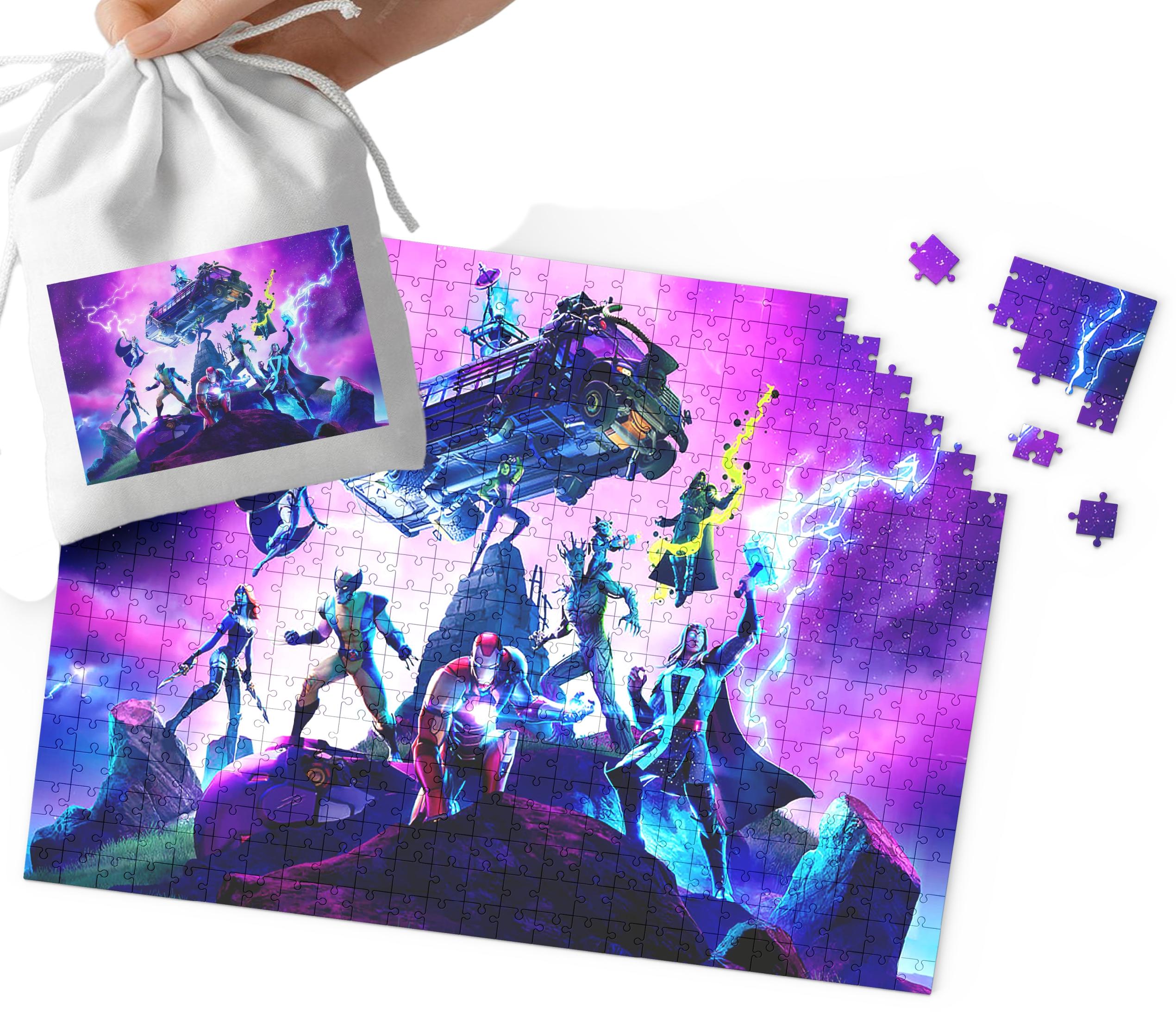 PUZZLE - FORTNITE WZORY Z BAJEK I GIER PREZENT DLA DZIECI 96EL + WORECZEK