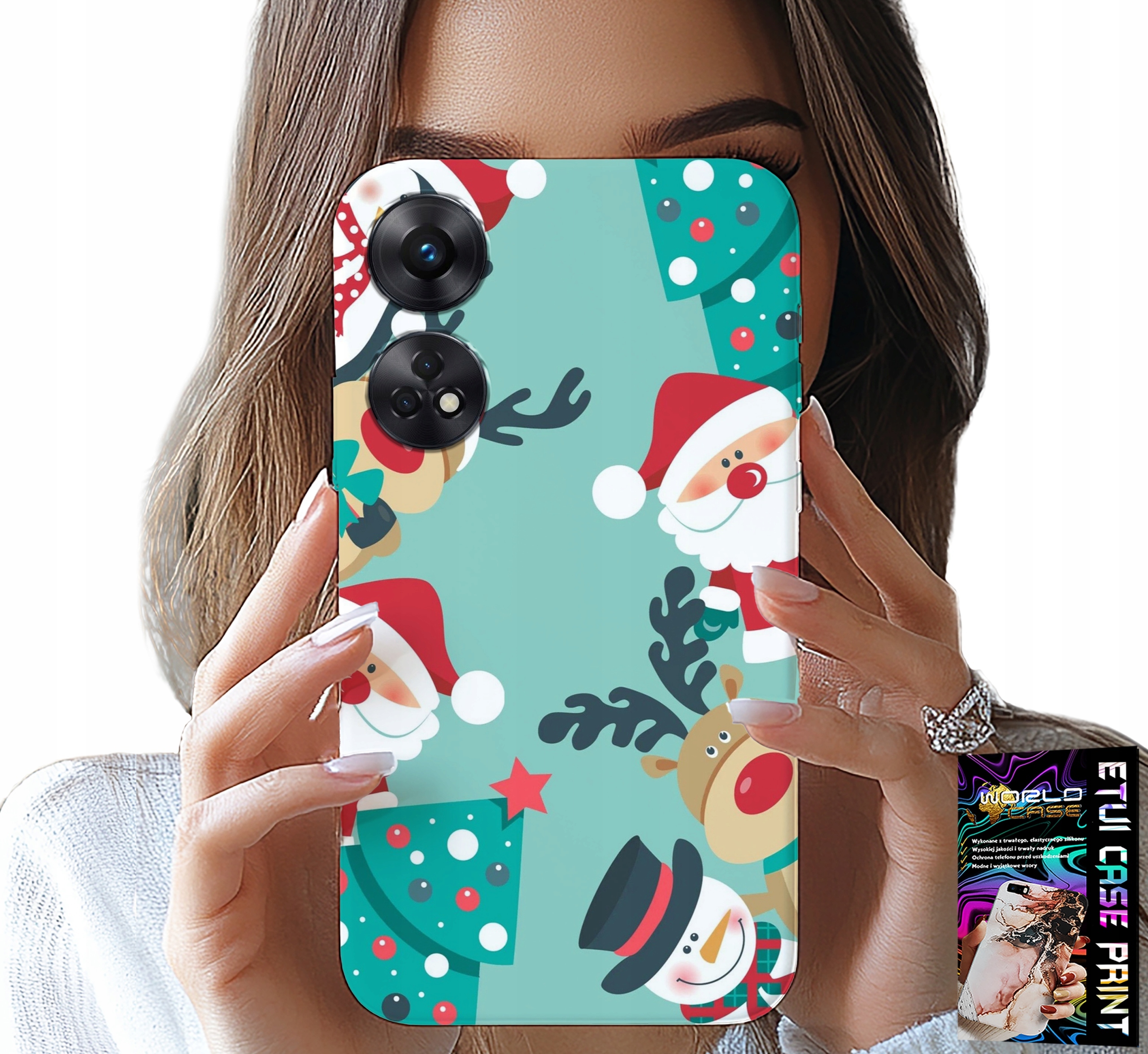 ETUI DO OPPO RENO8 T 4G - MIKOŁAJ, RENIFER BAŁWAN ŚWIĄTECZNE WZORY