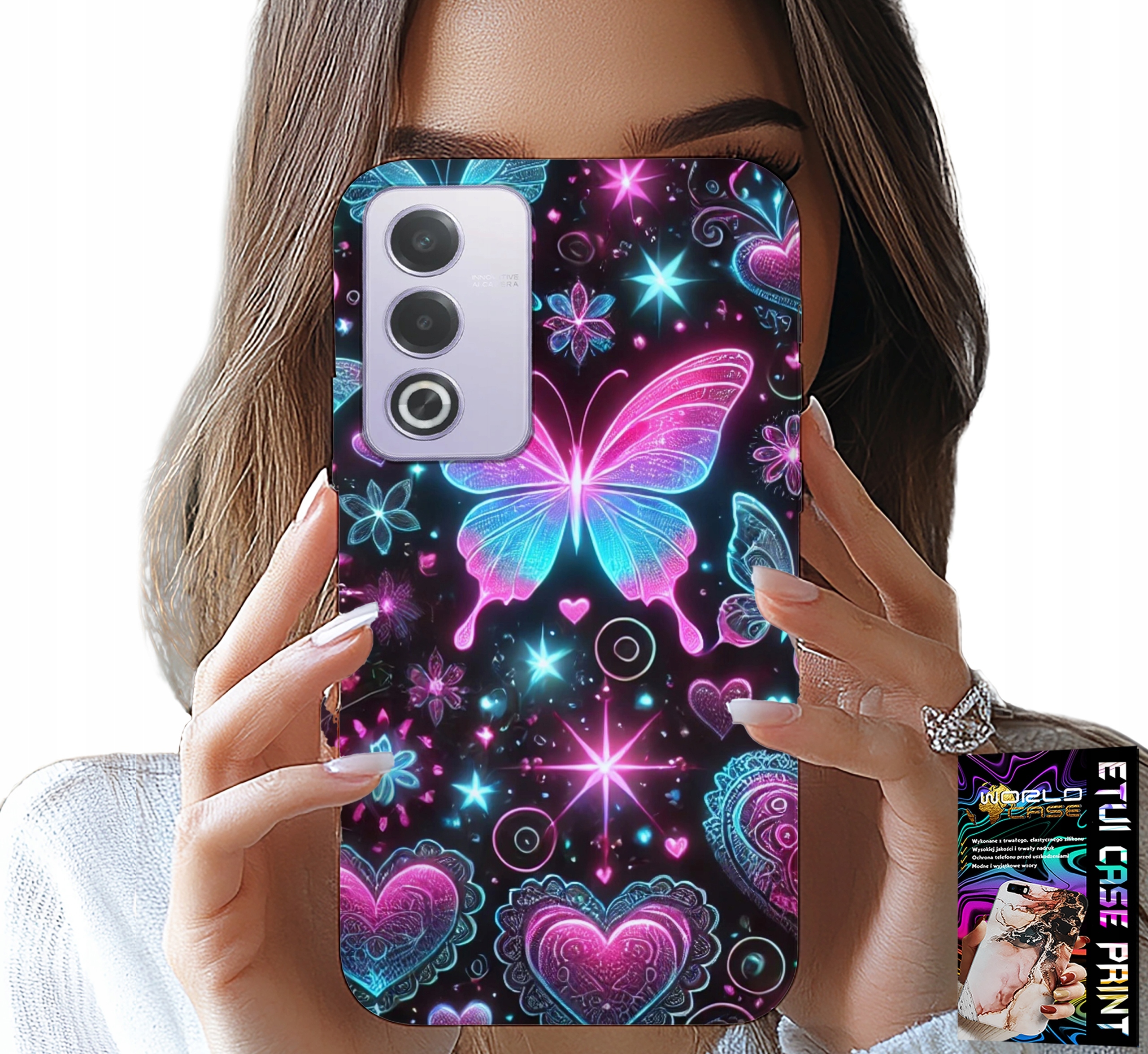 ETUI DO OPPO A80 5G - KOLOROWY MOTYLEK SERCE MODNE WZORY CASE