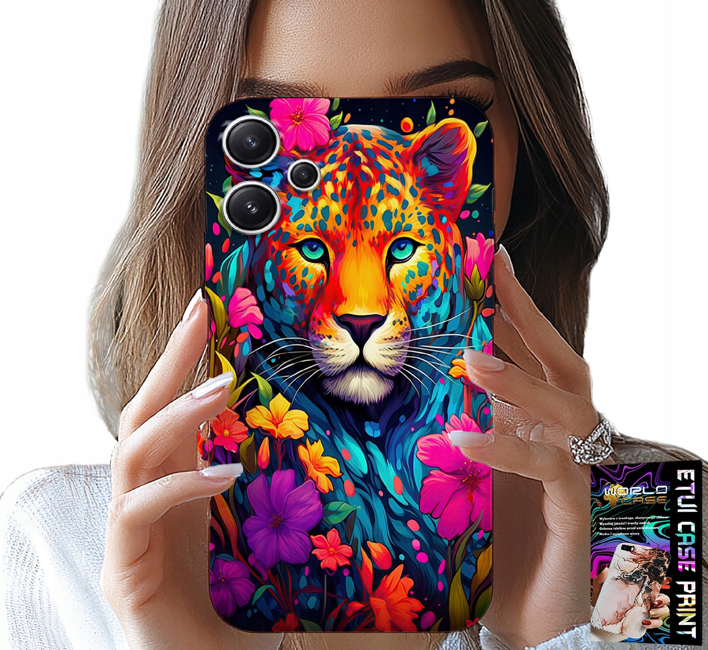 ETUI DO XIAOMI NOTE 13 PRO+ - KWIECISTE WZORY TYGRYS TYGRYSEK + FOLIA
