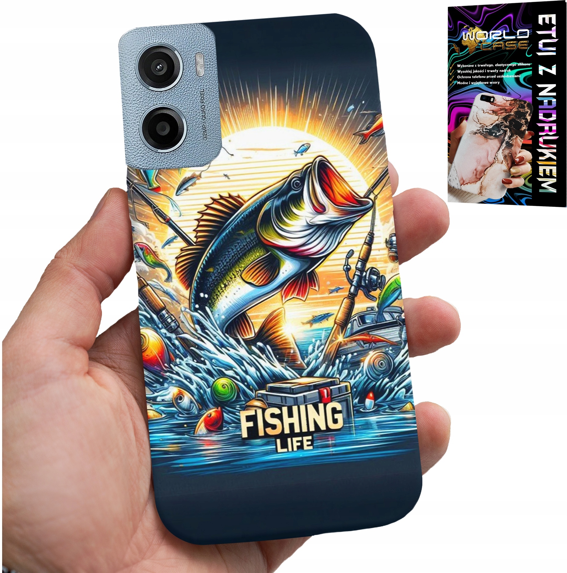 ETUI DO MOTOROLA E15 / G05 - WZORY DLA WĘDKARZA, RYBY, DORSZ, ŁOSOŚ