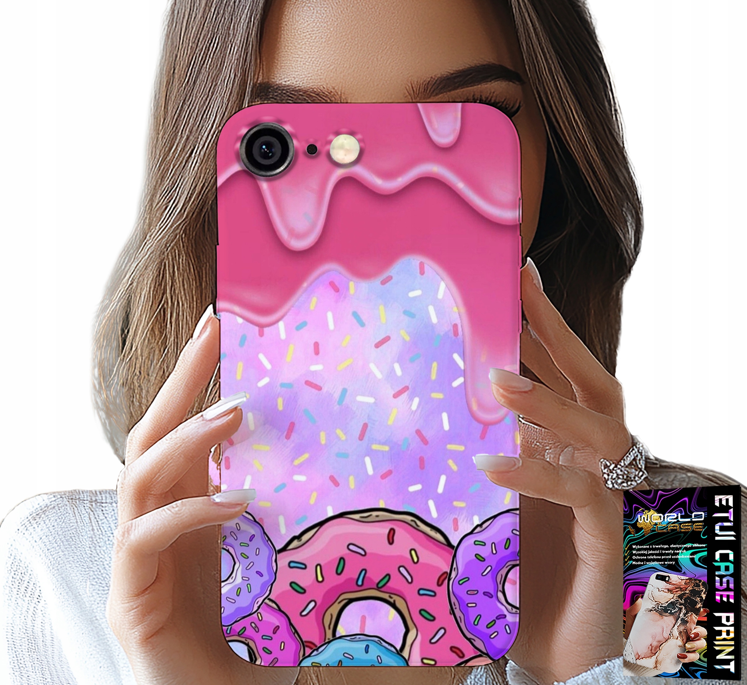 ETUI DO IPHONE 6 / 6S - SŁODKIE DONUTY Z LUKREM W TLE + SZKŁO