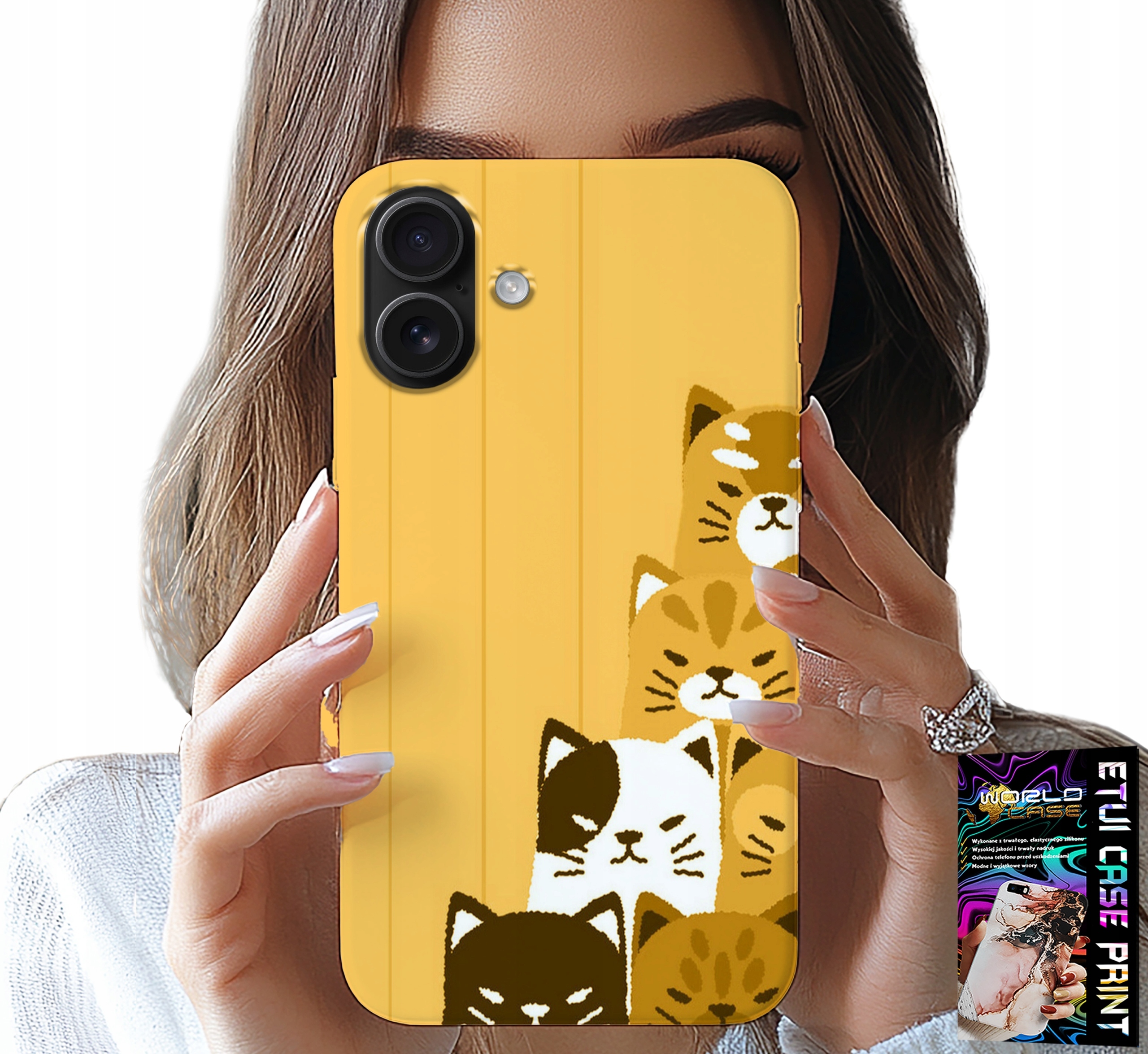 ETUI DO IPHONE 16 - LOVE CAT, WZORY Z KOTAMI, CASE + SZKŁO