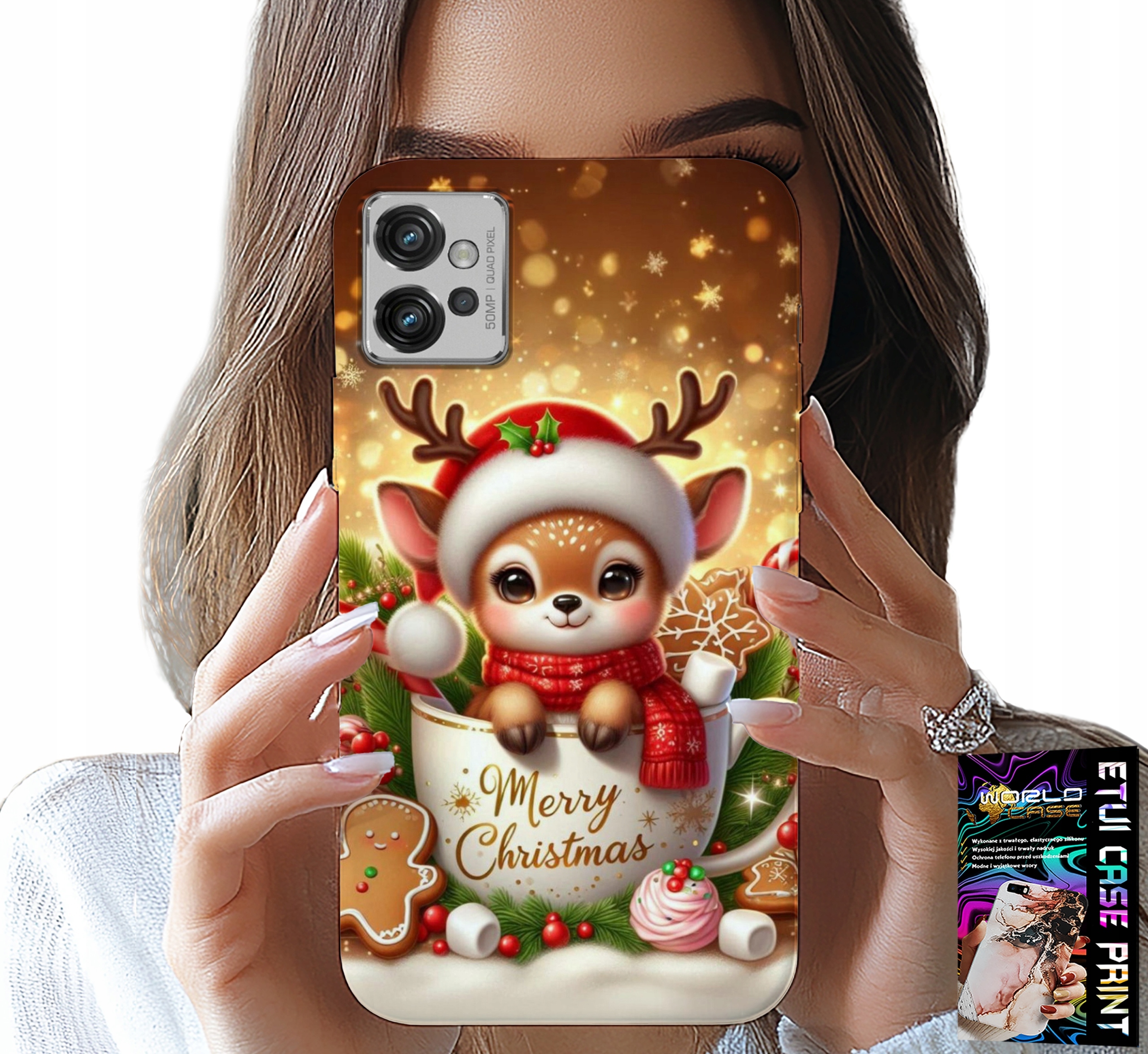 ETUI DO MOTOROLA G32 - RENIFEREK SŁODKI RENIFER ŚWIĄTECZNE WZÓR