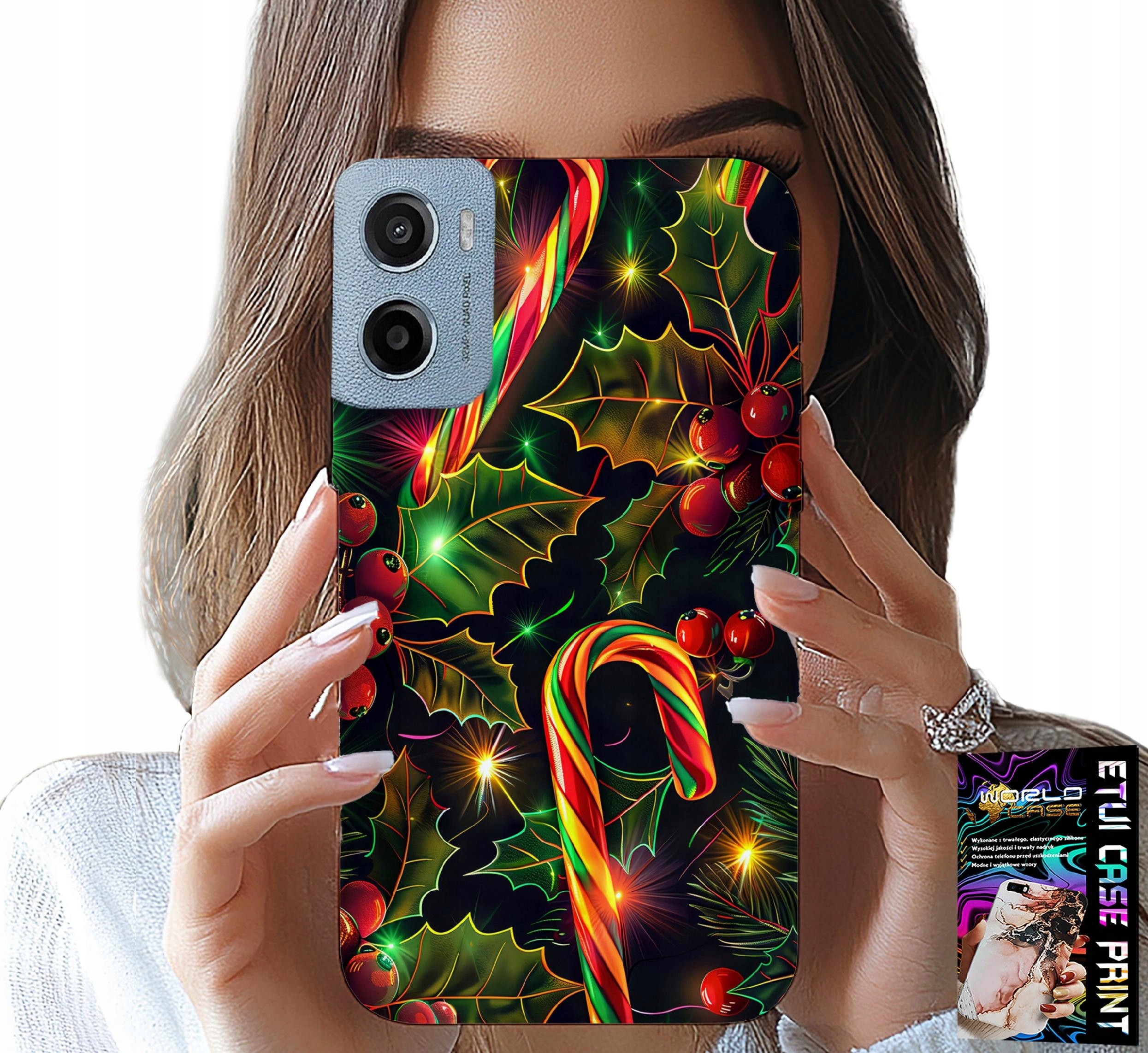 ETUI DO MOTOROLA E15 / G05 - LASKA CUKROWA, JEMIOŁA, CHOINKA + FOLIA