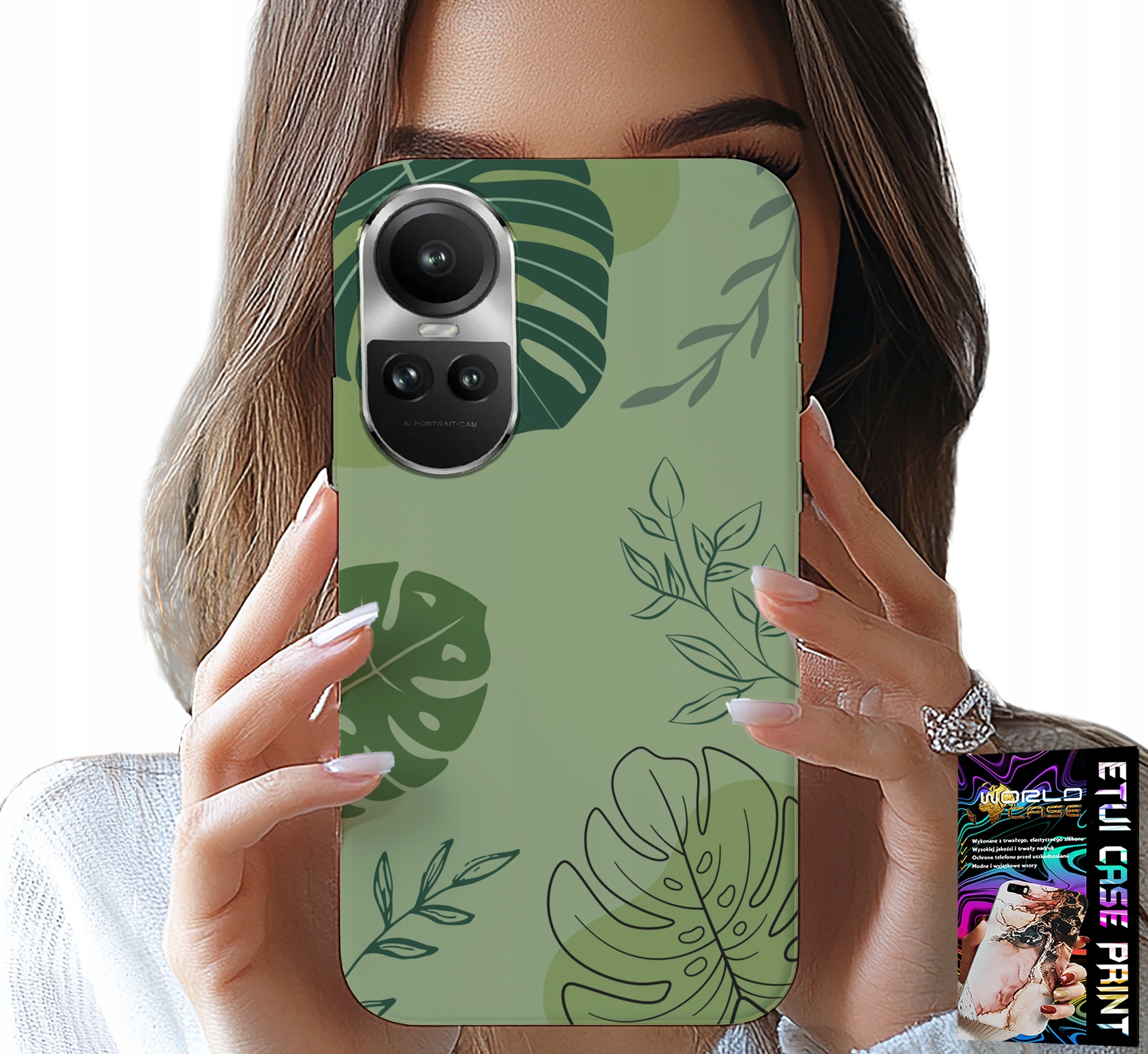 ETUI DO OPPO RENO10 PRO 5G - ZIELONE LIŚCIE ROŚLINNE WZORY PLECKI
