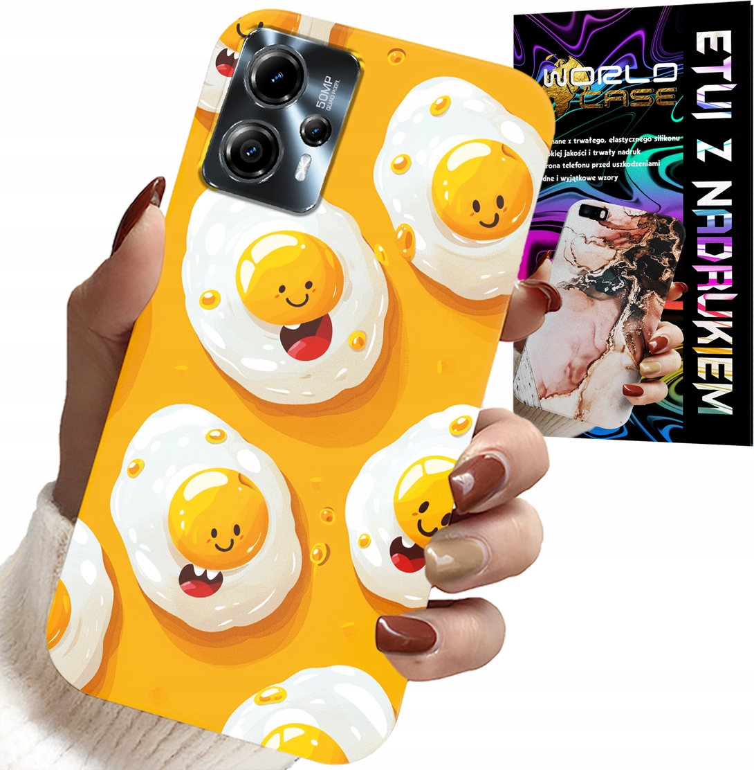 ETUI DO MOTOROLA G13 / G23 - SŁODKIE UŚMIECHNIĘTE JAJKA CASE + FOLIA