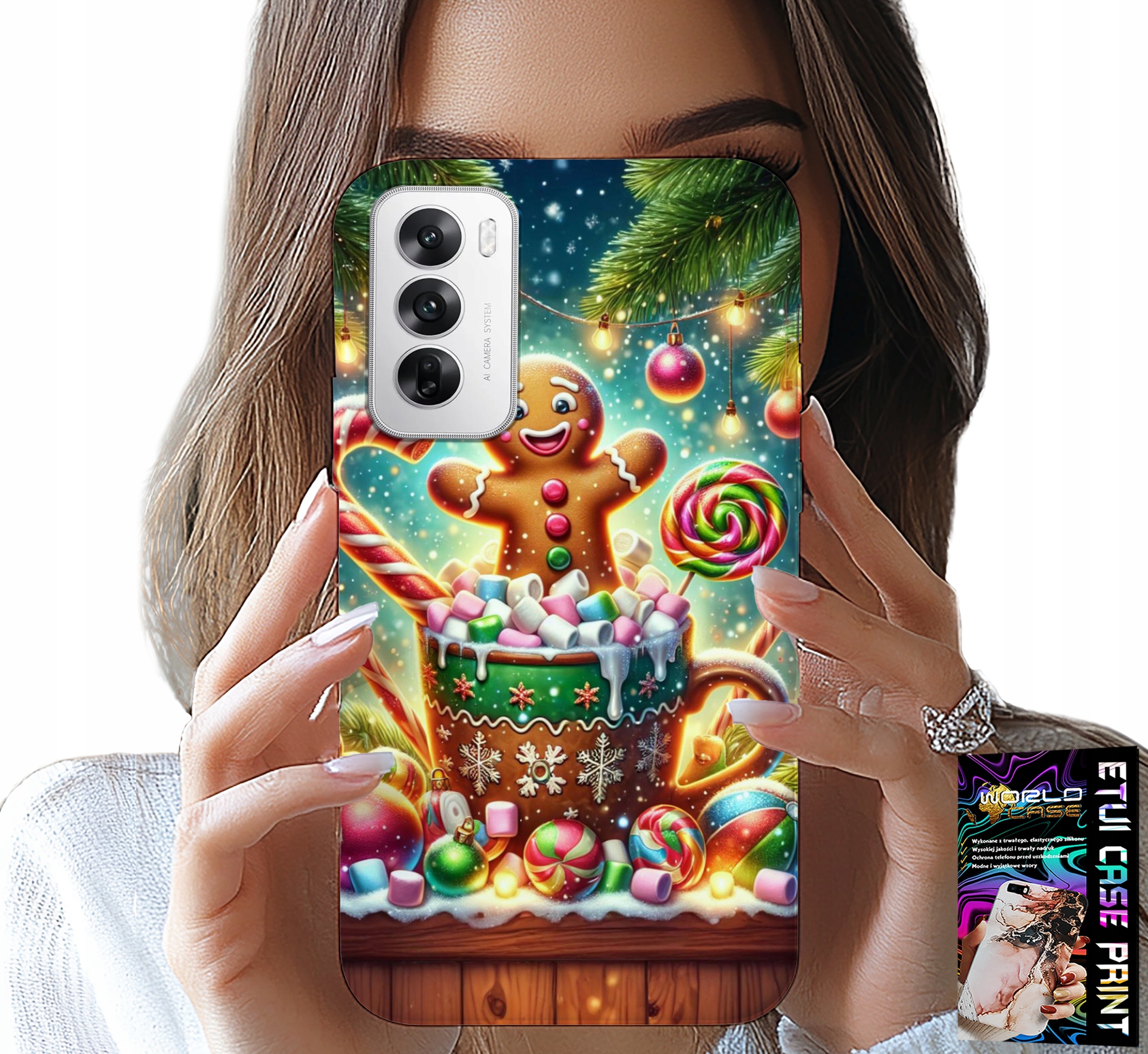 ETUI DO OPPO RENO12 PRO 5G - PIERNIK PIERNIKI ŚWIĄTECZNE WZORY +FOLIA