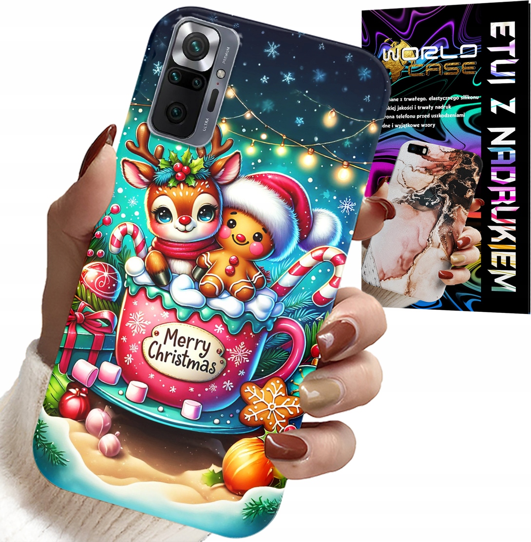 ETUI DO XIAOMI NOTE 10 PRO - RENIFER Z PIERNIKIEM MERRY CHRISTMAS
