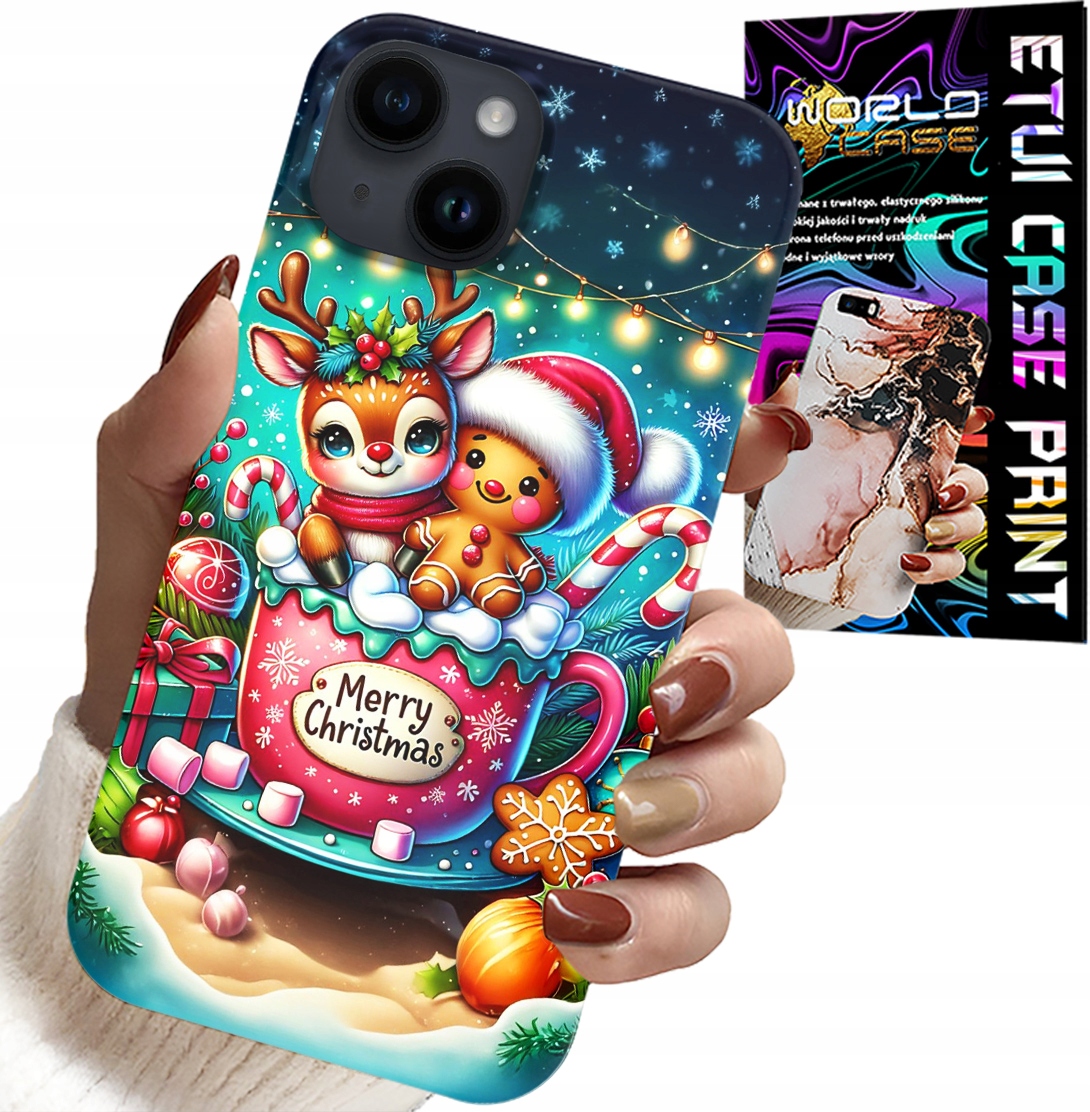 ETUI DO IPHONE 14 PLUS - RENIFER Z PIERNIKIEM MERRY CHRISTMAS