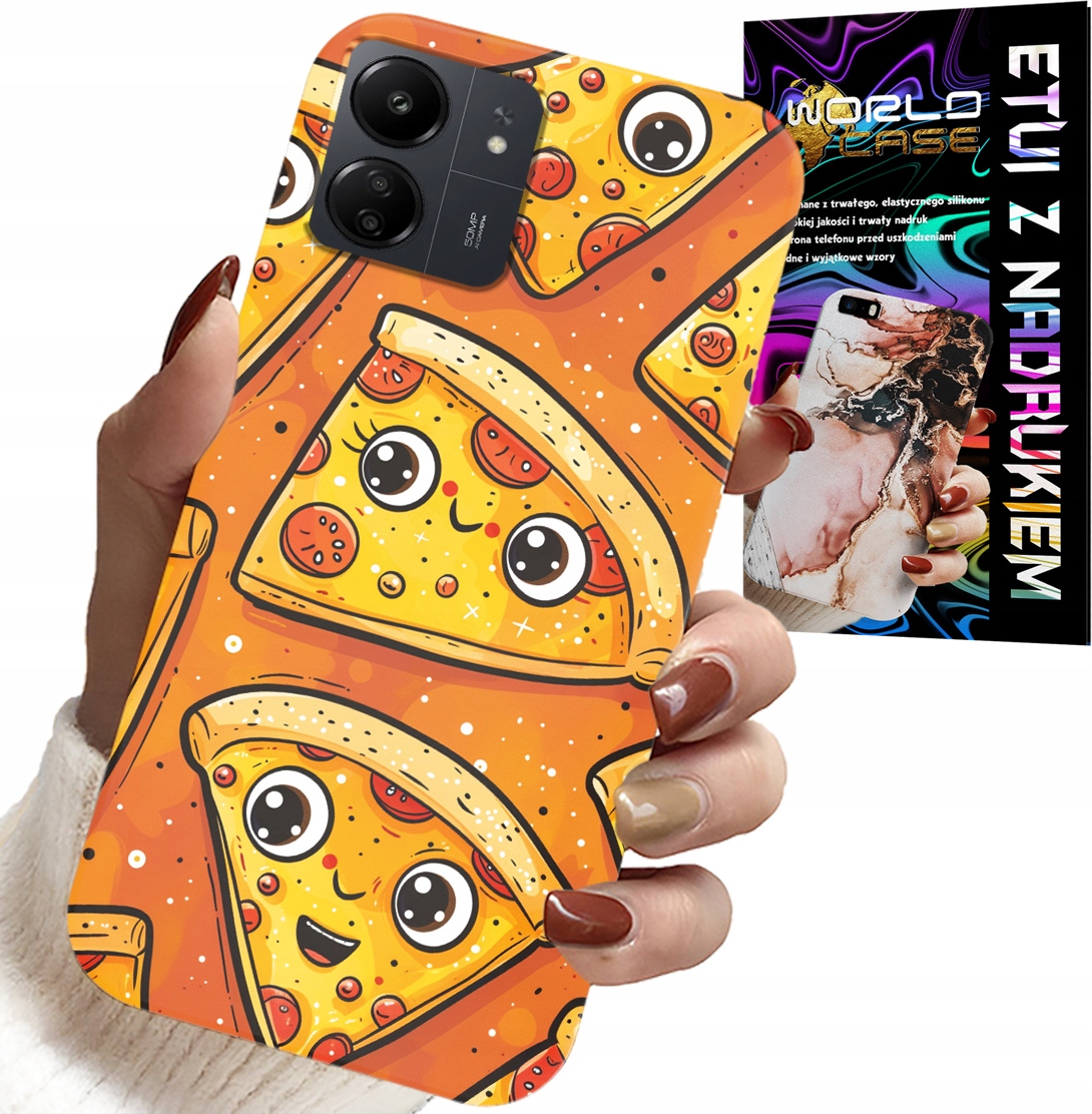 ETUI DO XIAOMI POCO C65 - SŁODKIE UŚMIECHNIĘTE PIZZE CASE + FOLIA