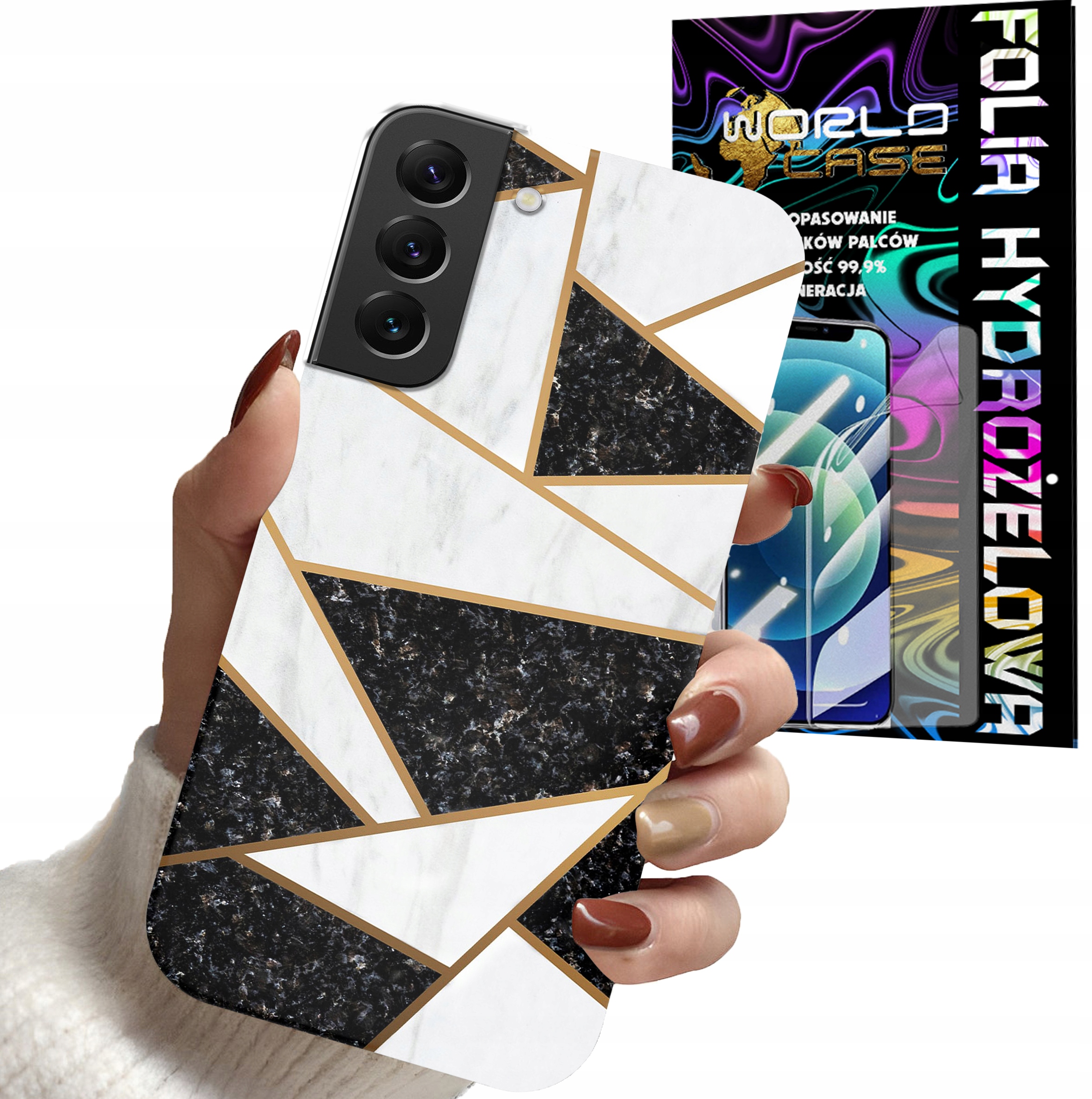 ETUI CASE DO SAMSUNG S22 - MARMUREK GEOMETRIA WZORY DLA KOBIET + FOLIA