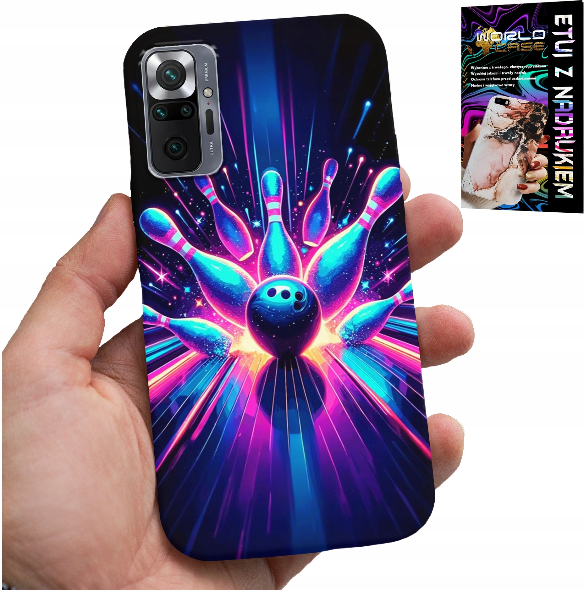 ETUI DO XIAOMI NOTE 10 PRO - KRĘGLE BOWLING STRIKE POKROWIEC, PLECKI