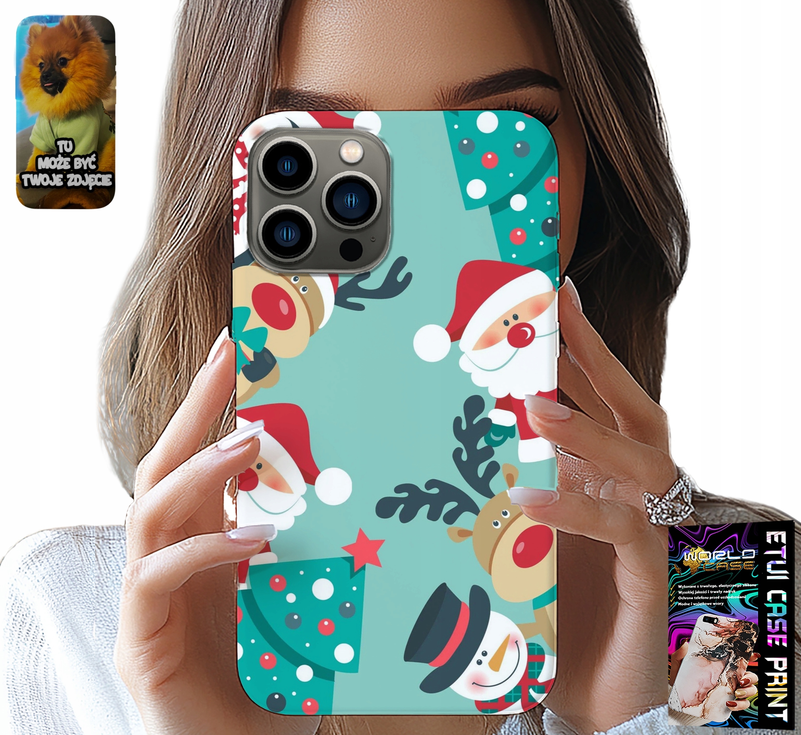 ETUI DO IPHONE 13 PRO - MIKOŁAJ, RENIFER BAŁWAN ŚWIĄTECZNE WZORY