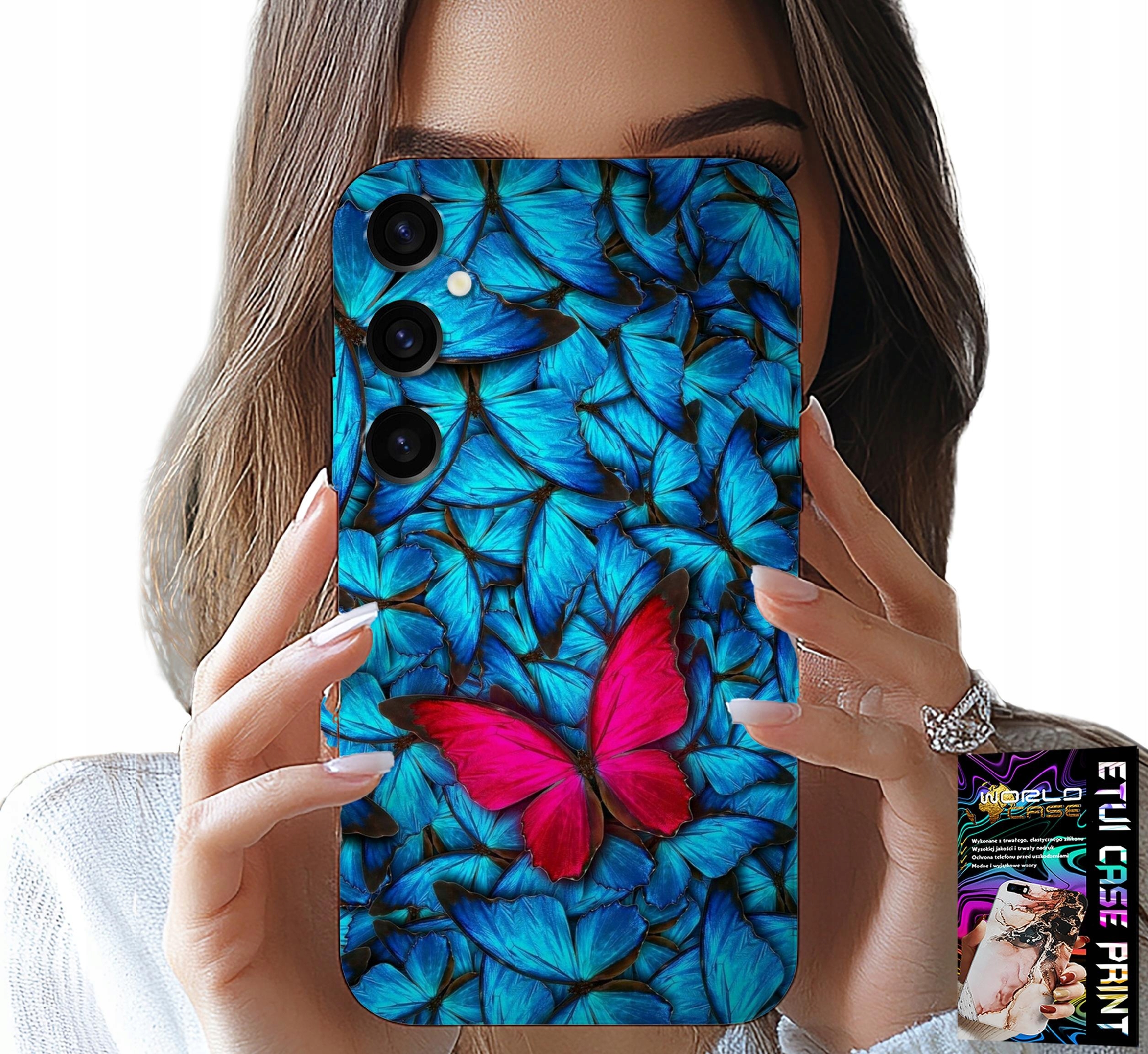 ETUI DO SAMSUNG GALAXY A05S - NIEBIESKIE MOTYLKI, MOTYL, KOBIECE WZORY