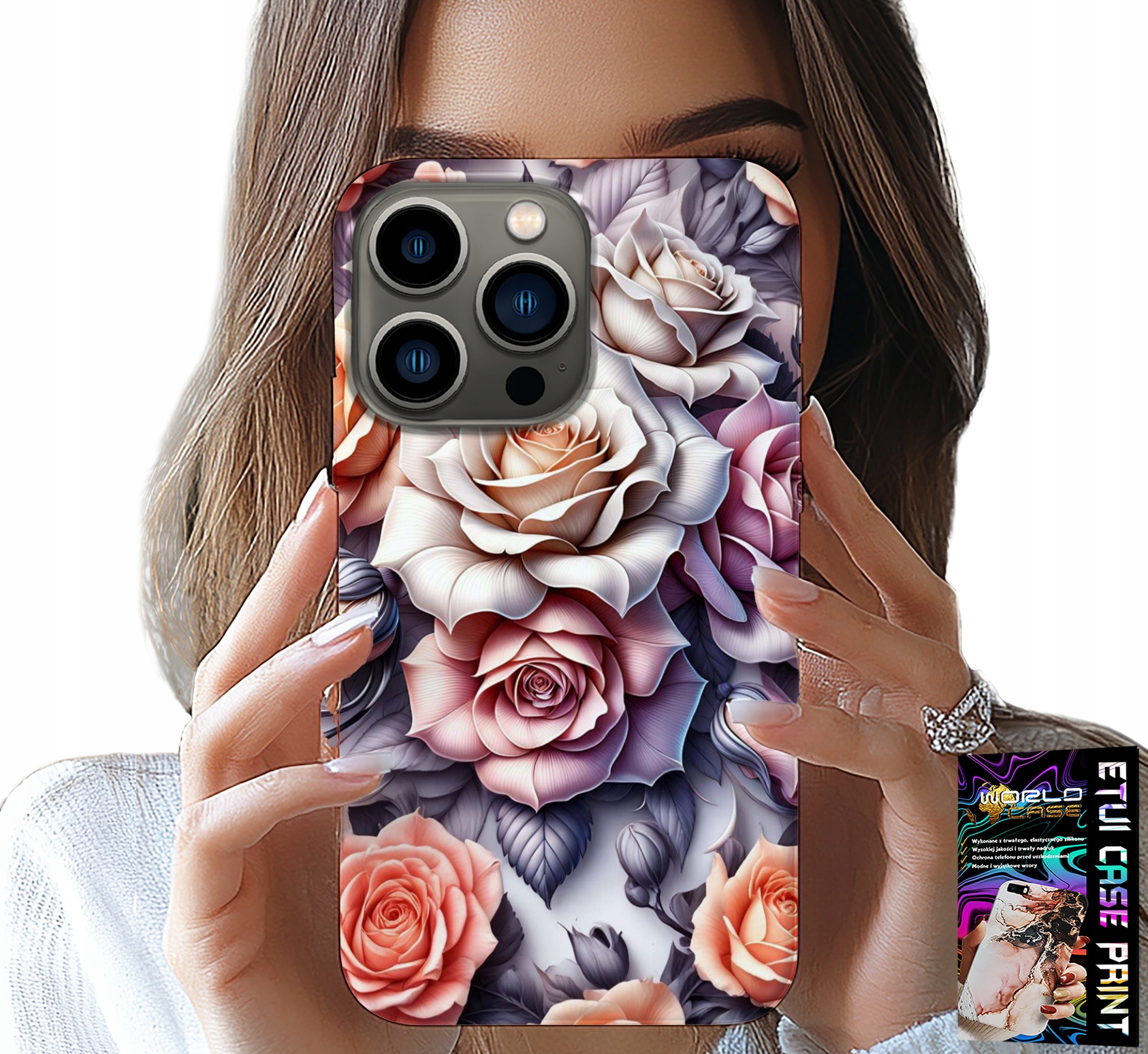 ETUI DO IPHONE 15 PRO - KWIECISTE WZORY RÓŻA RÓŻE KWIATKI CASE