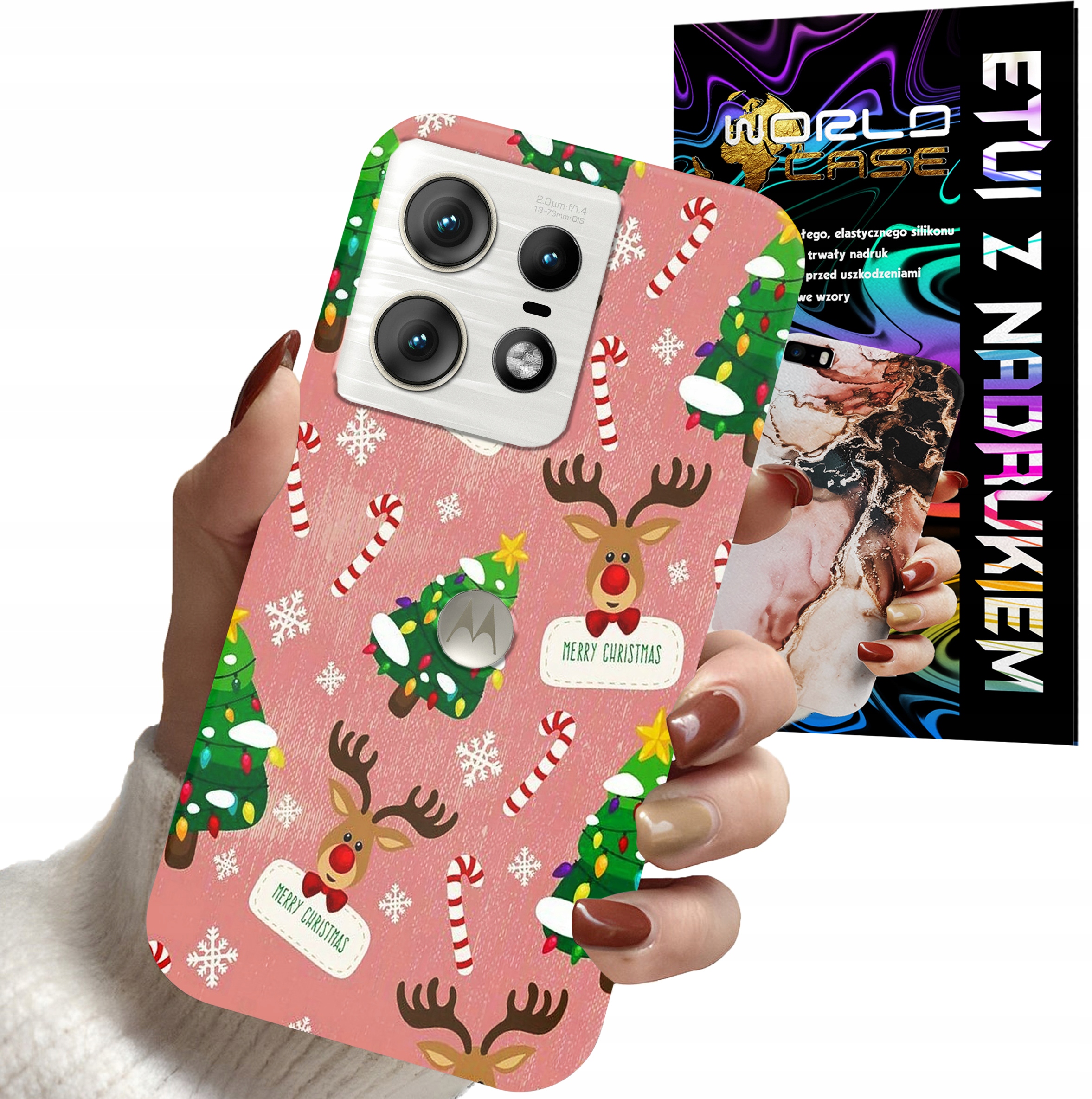 ETUI CASE DO MOTOROLA EDGE 50 PRO - ŚWIĄTECZNE WZORY NA ŚWIĘTA RENIFER MIKO