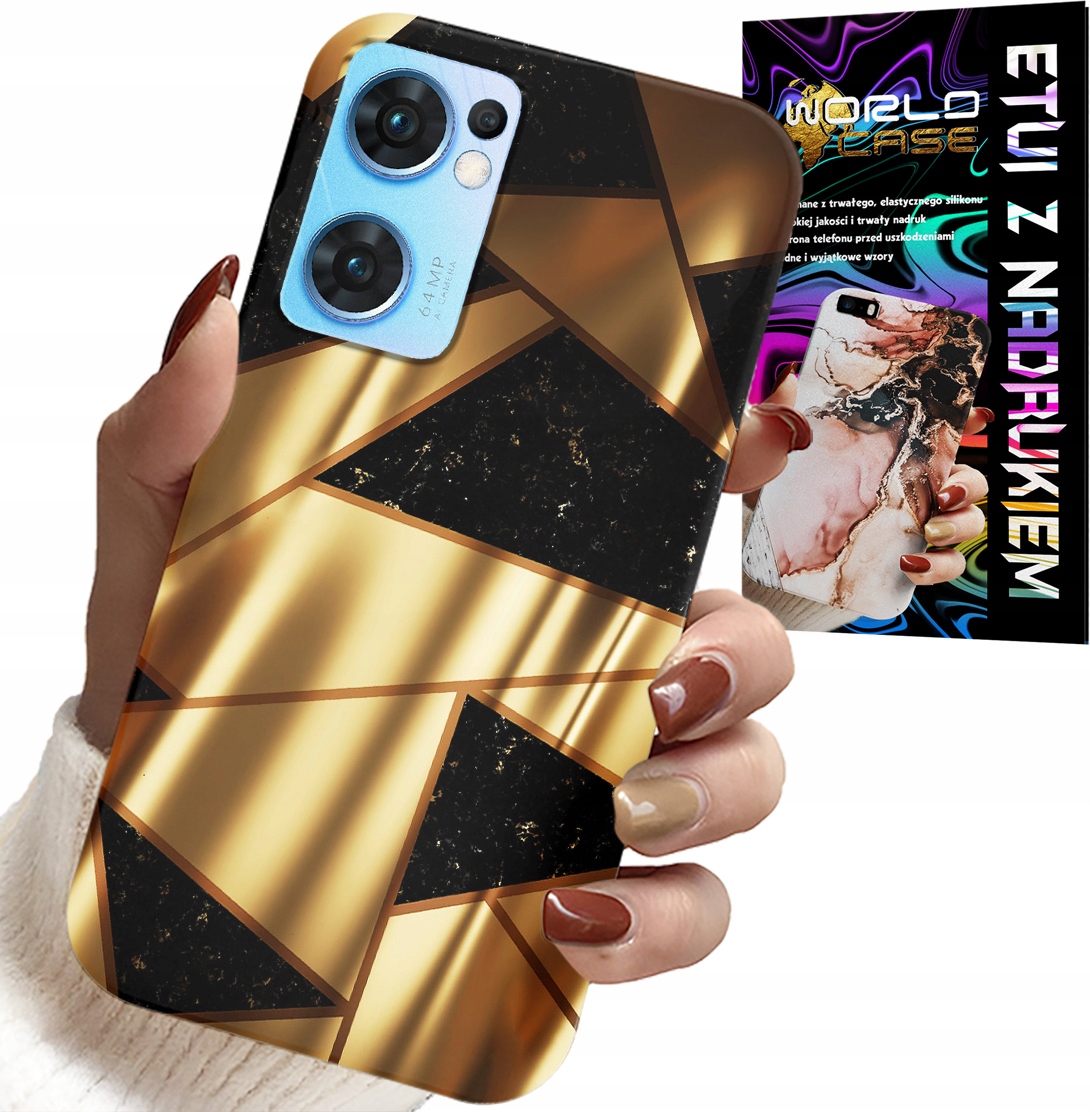 ETUI DO OPPO RENO7 5G - ZŁOTE ELEGANCKIE WZORY + FOLIA HYDRO