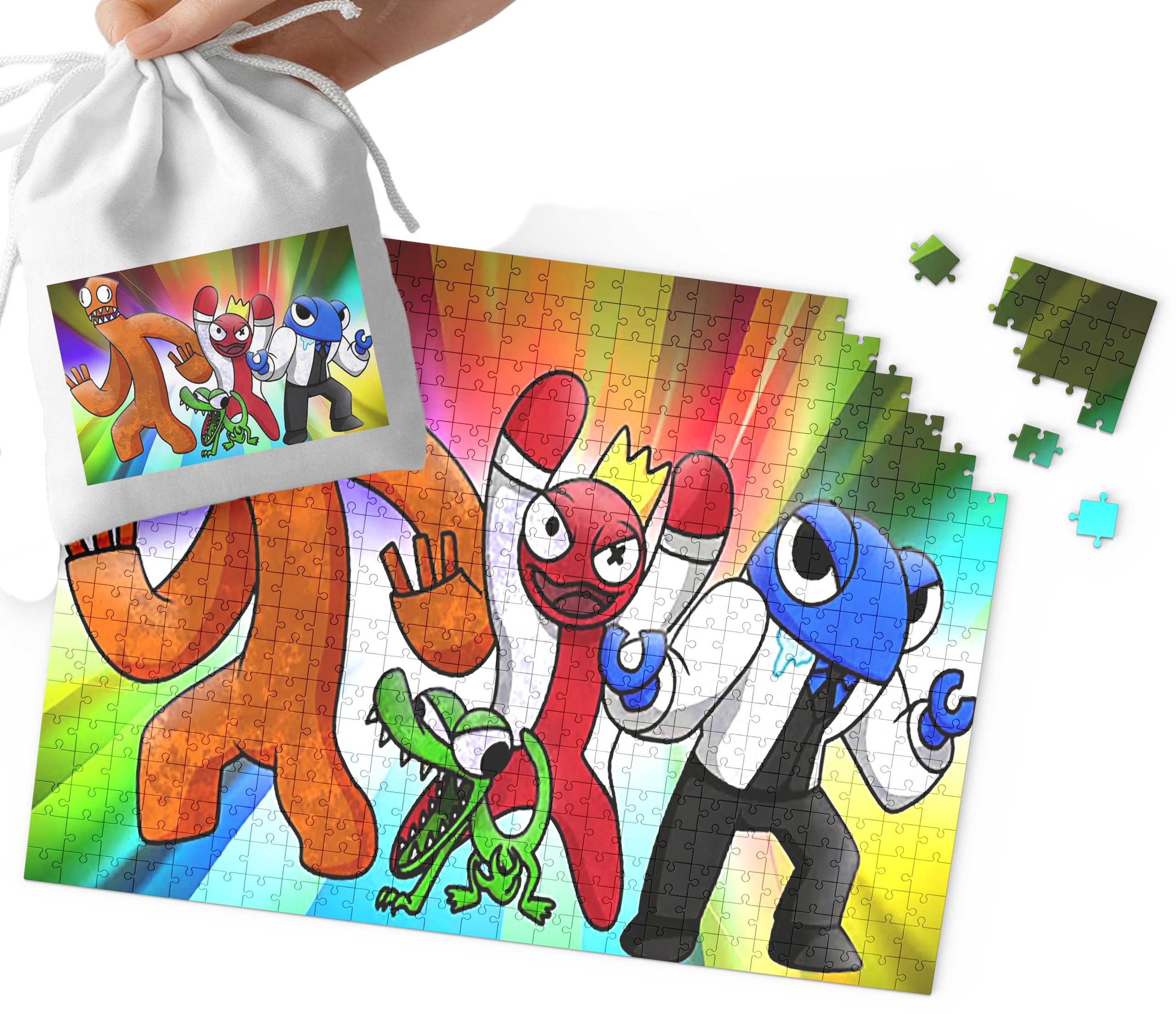 PUZZLE - RAINBOW FRIENDS WZORY Z BAJEK I GIER PREZENT 35el + WORECZEK