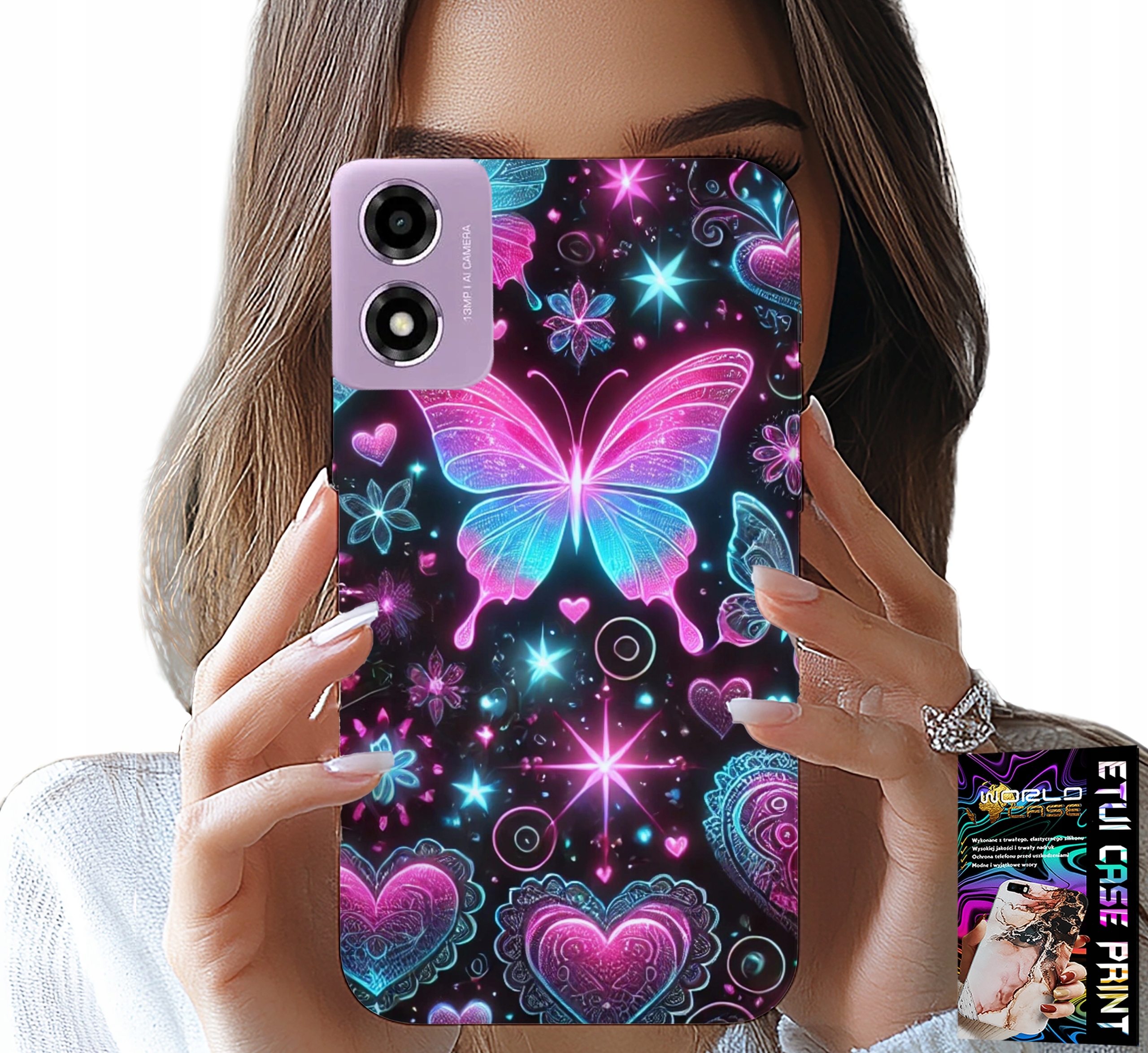 ETUI DO MOTOROLA MOTO E14 - KOLOROWY MOTYLEK SERCE MODNE WZORY CASE