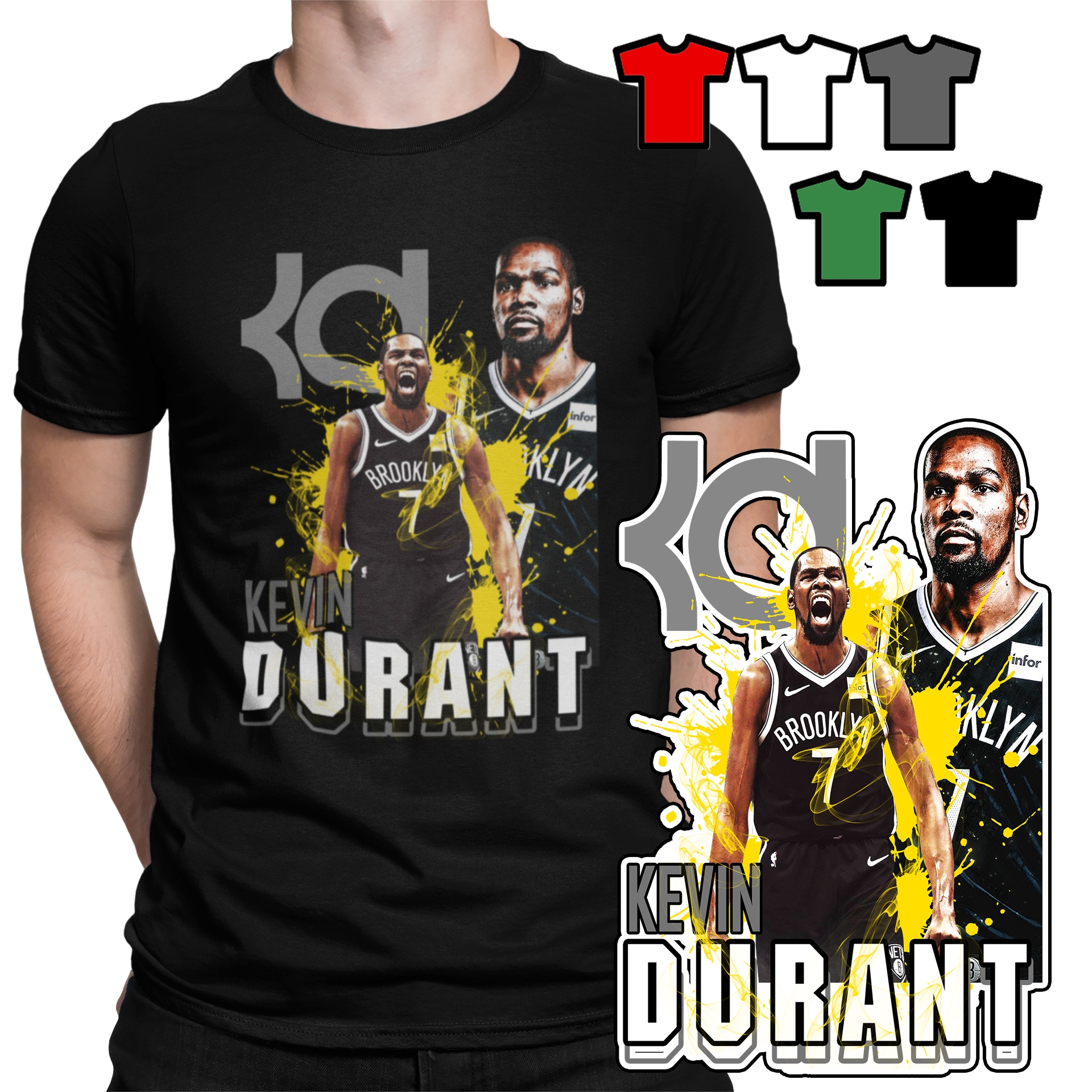 KOSZULKA T-SHIRT MĘSKI WZORY WYBÓR - KEVIN DURANT KOSZYKÓWKA NBA - M