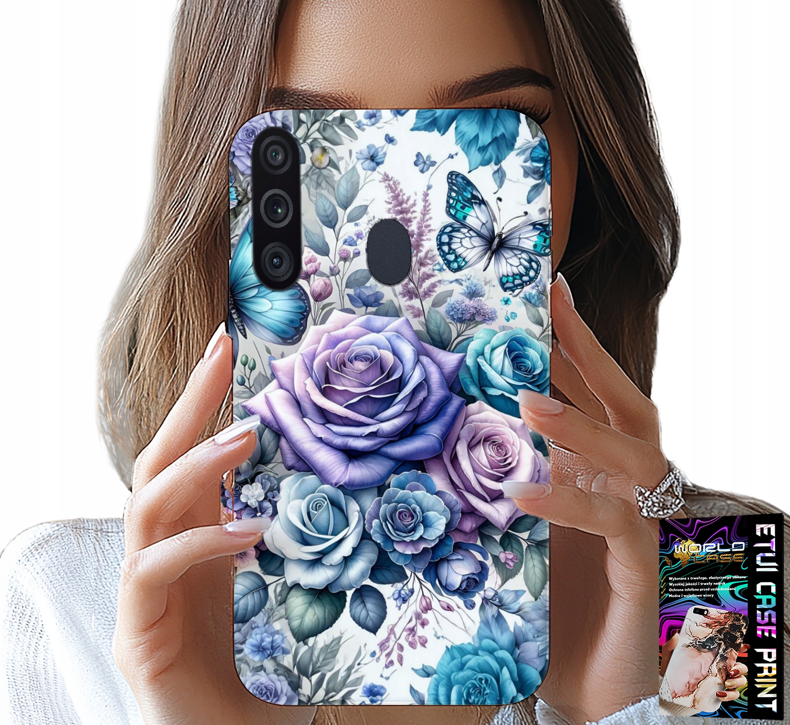 ETUI DO SAMSUNG GALAXY A21 - KWIECISTE WZORY RÓŻEKWIATKI CASE + SZKŁO