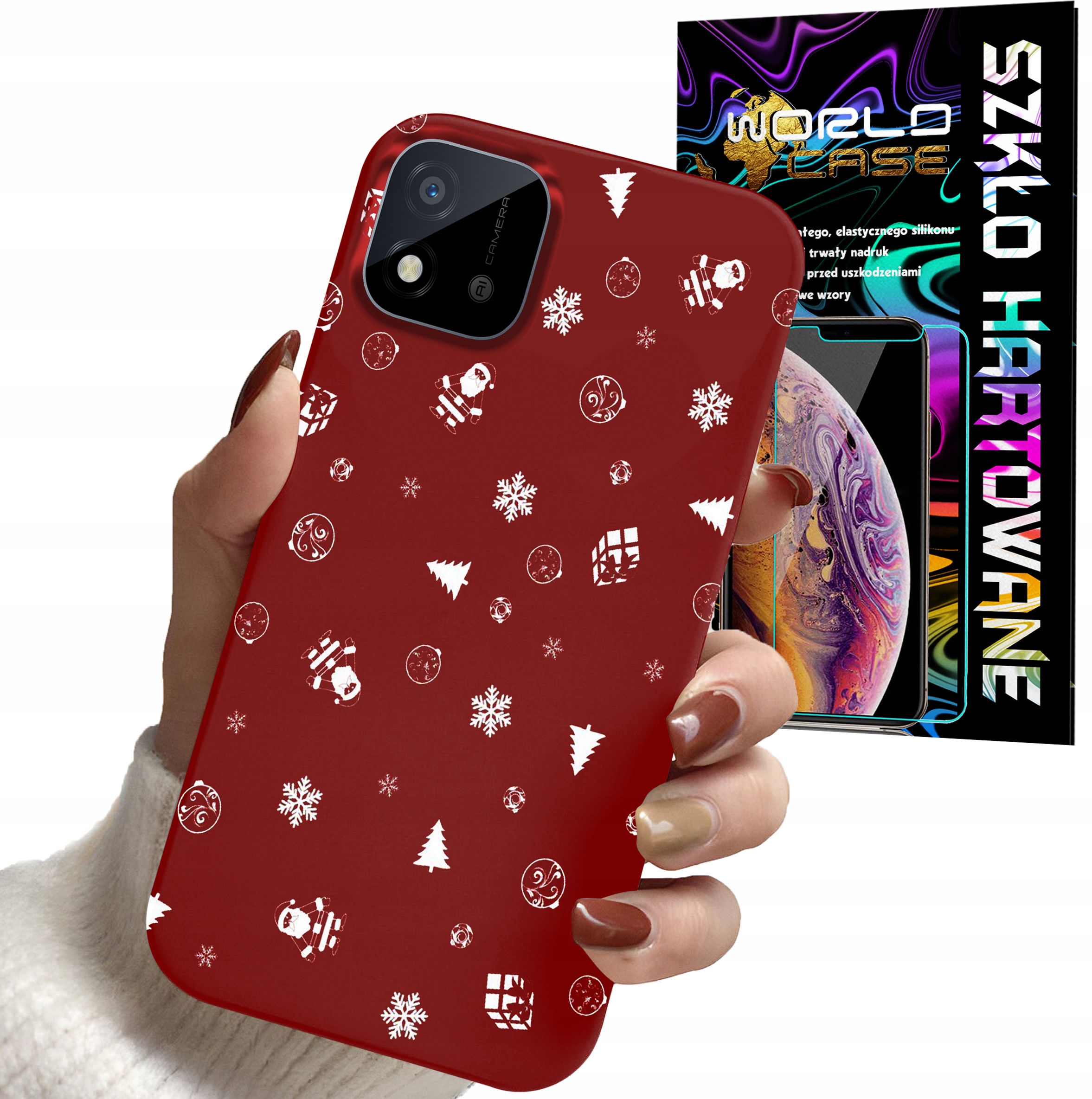 ETUI DO REALME C11 2021 - ŚWIĄTECZNE WZORY CHOINKA + SZKŁO