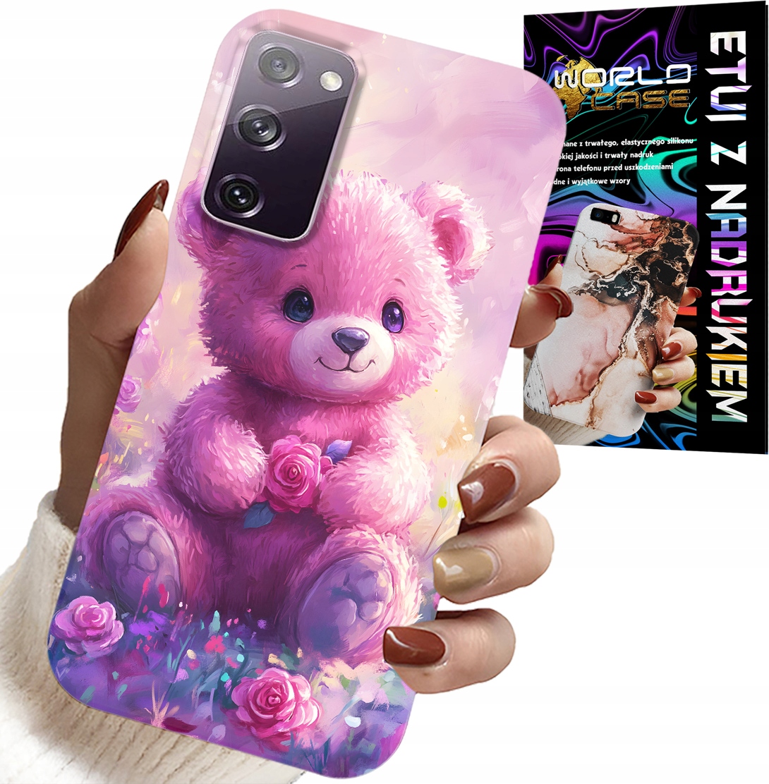 ETUI DO SAMSUNG GALAXY S20 FE - SŁODKI MIŚ NA RÓŻOWYM TLE, CASE + SZKŁO