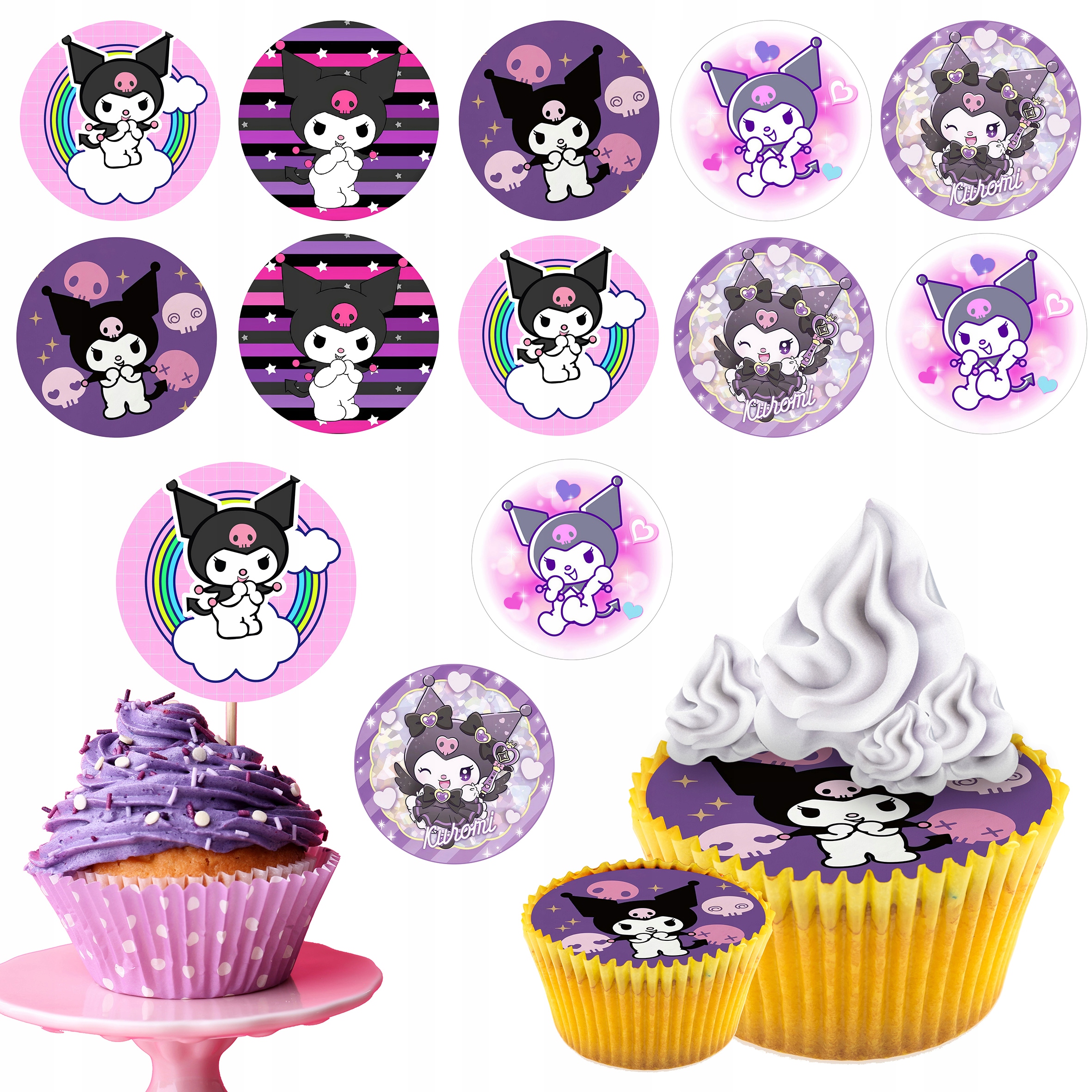 OPŁATEK na BABECZKI MUFFINKI zestaw na urodziny 12szt. - KURO.MI HEL.LO