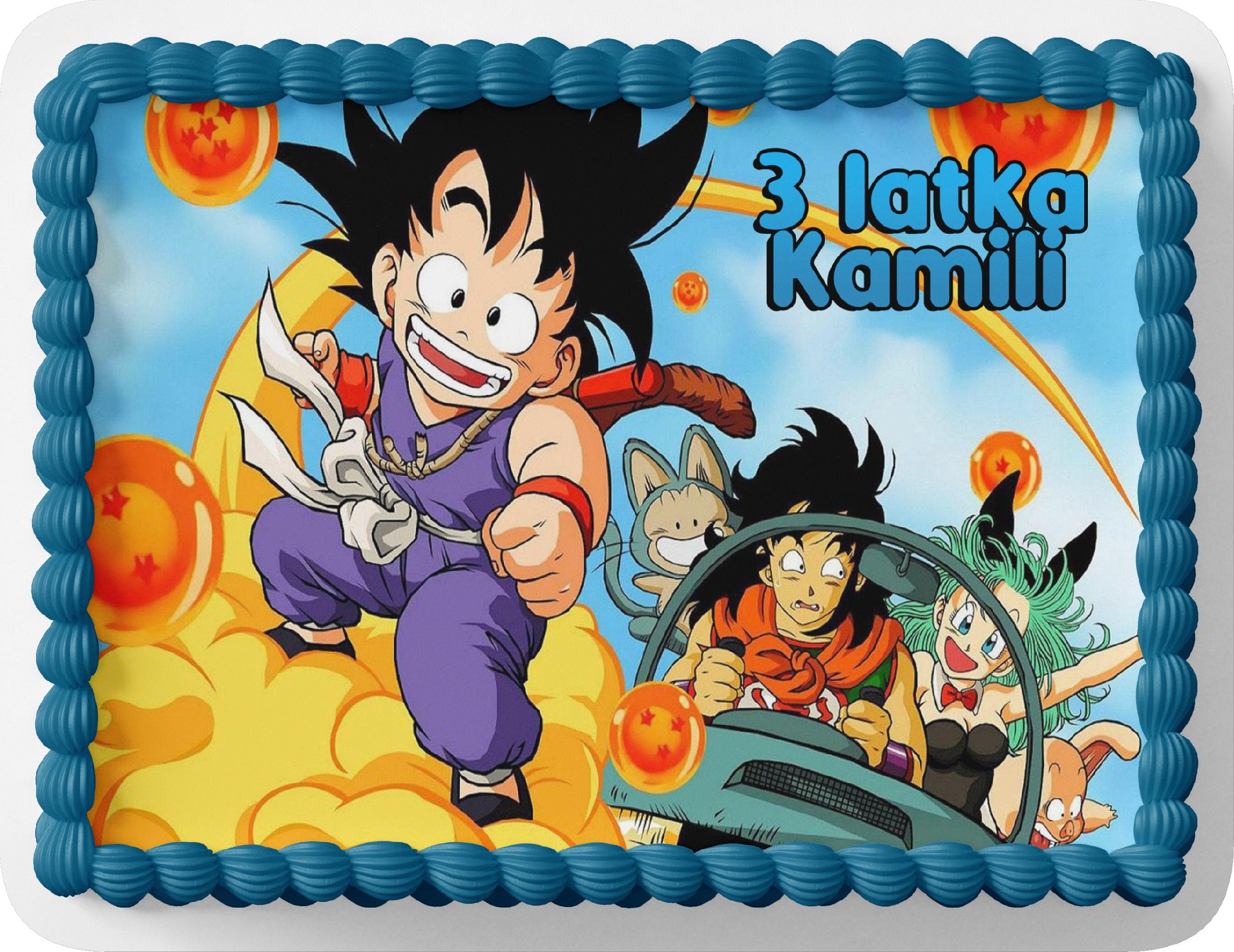 PROSTOKĄTNY OPŁATEK NA TORT A4 20x29CM - DRAGON BALL + IMIĘ