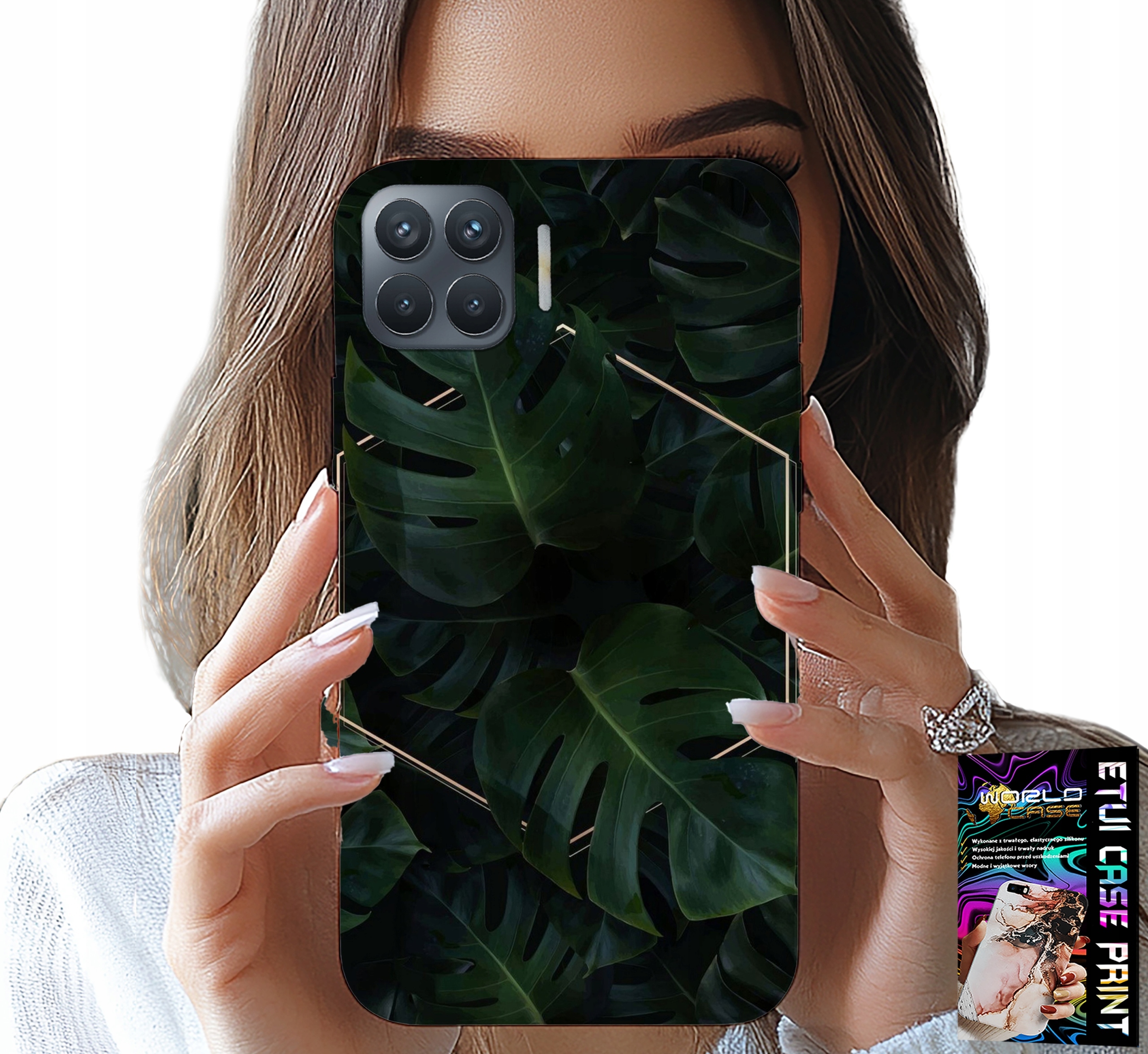 ETUI DO OPPO RENO 4 LITE - ELEGANCKIE LIŚCIE MODNE WZORY NA CASE